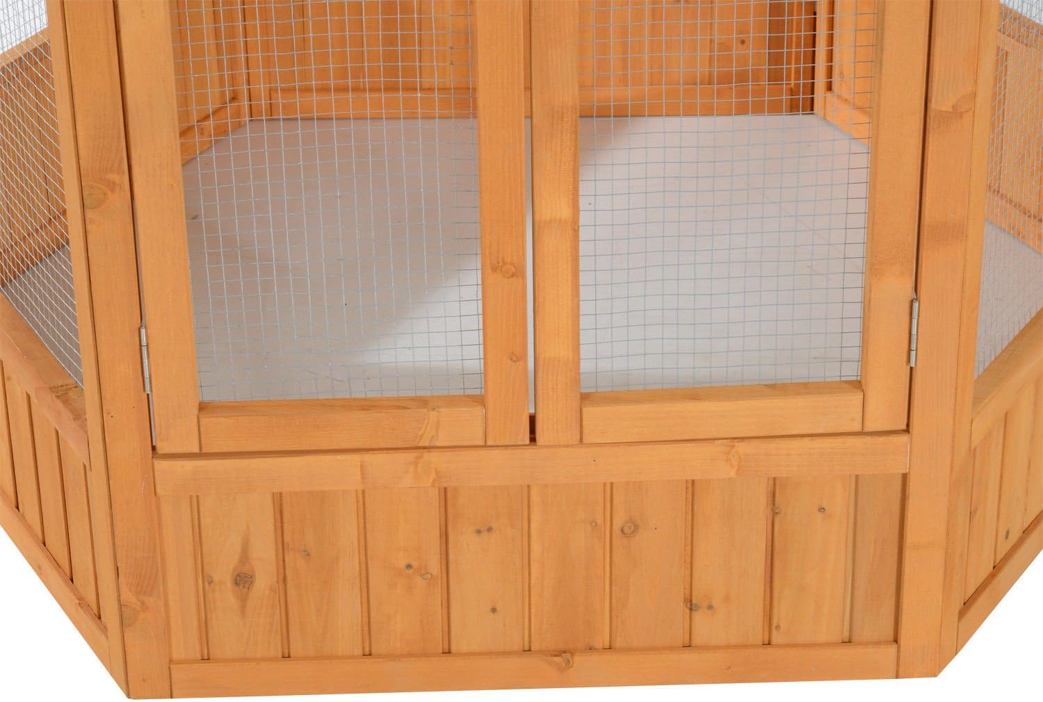 Grande route extérieure hexagonale en bois avec toit couvert