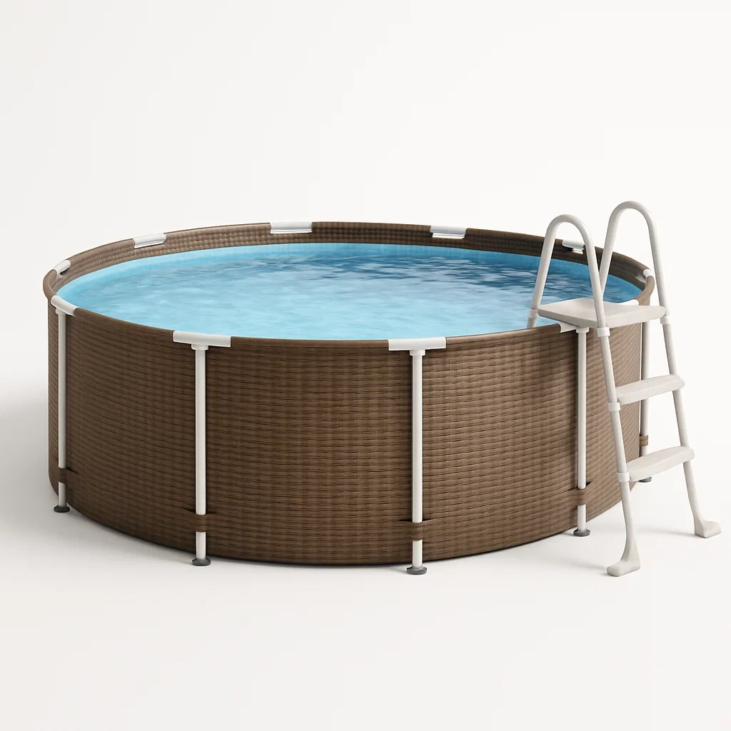 Piscine tubulaire ronde amovible 448 x 105 cm, couleur marron, avec filtre et échelle uCbqAPZ282tw