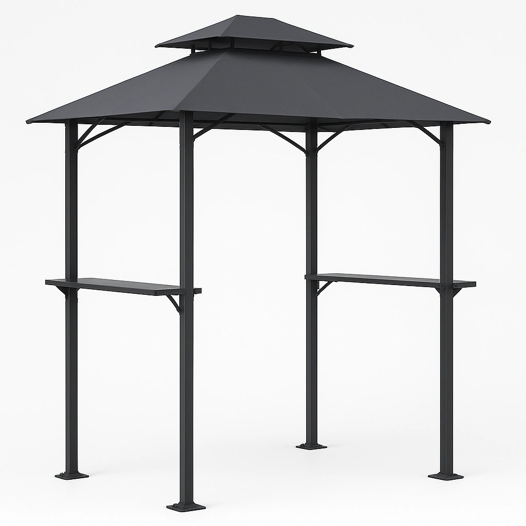 Abri barbecue extérieur en acier anthracite 240 x 150 x 300 cm - tfGBOCQ387NU