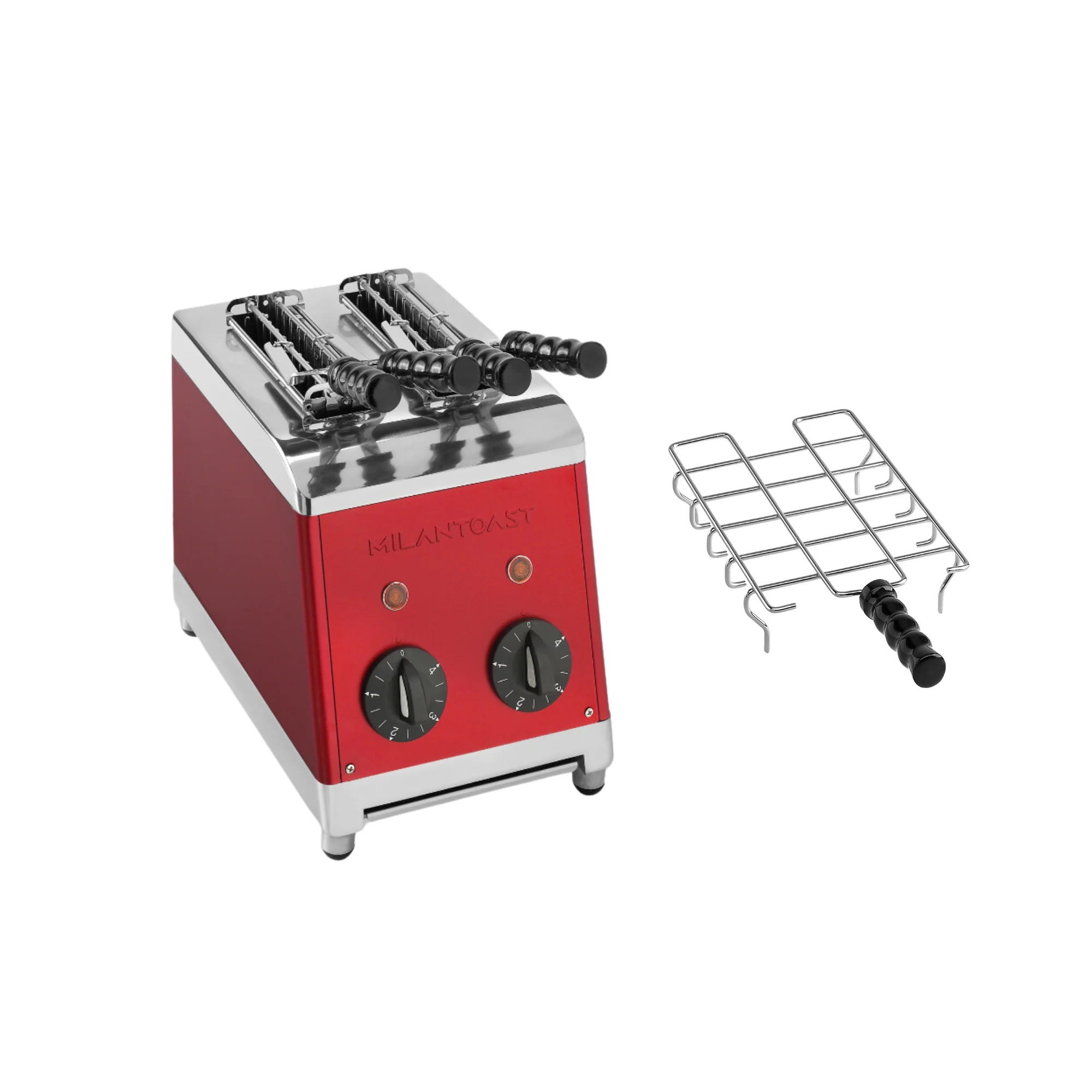 Milantoast 2025 2-Schlitz-Toaster mit Zange und Brötchenhalter