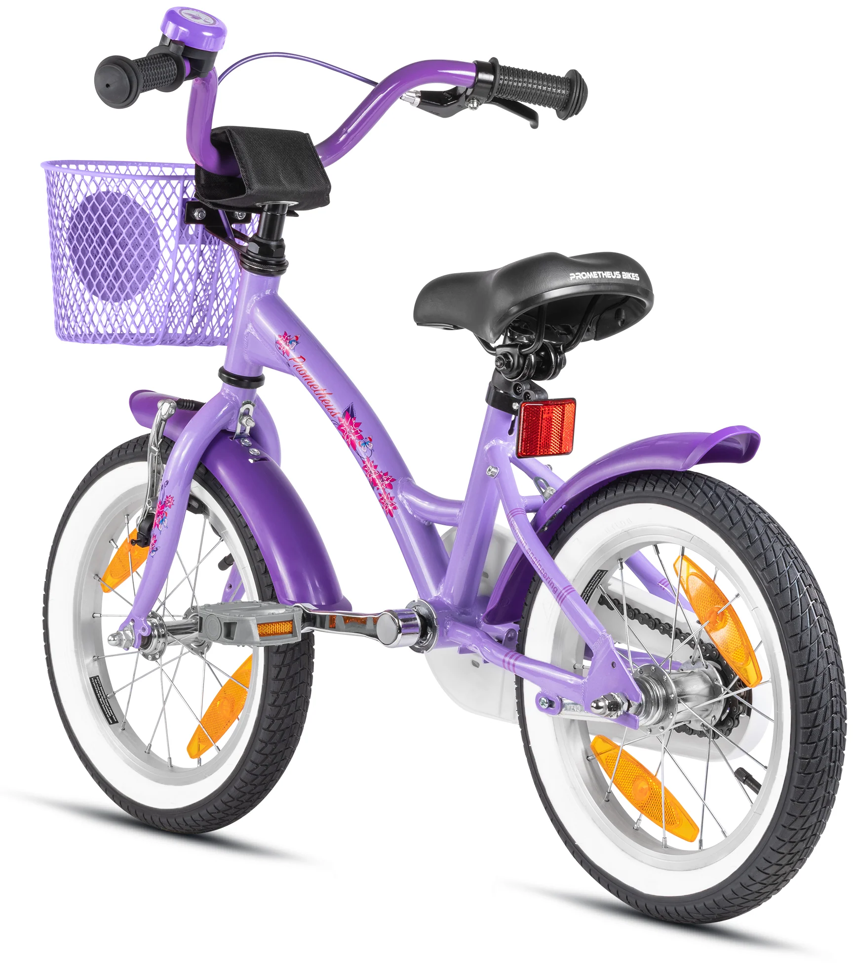 2025 Kinderfahrrad, 14 Zoll, mit Stützrädern. Violett und Weiß. Alter: 3–4 Jahre