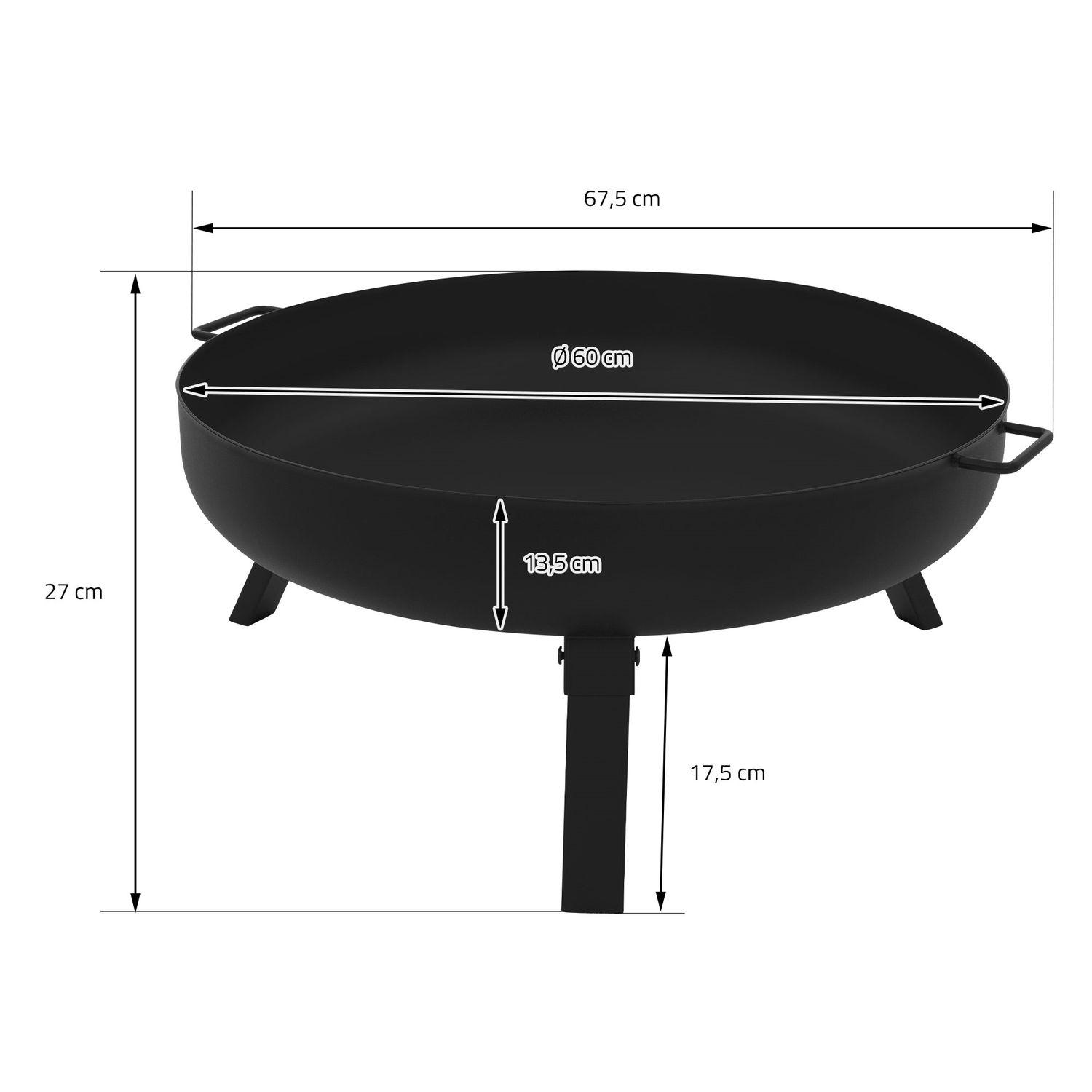 Feuerstelle aus Stahl mit Dreibein für Grillabende