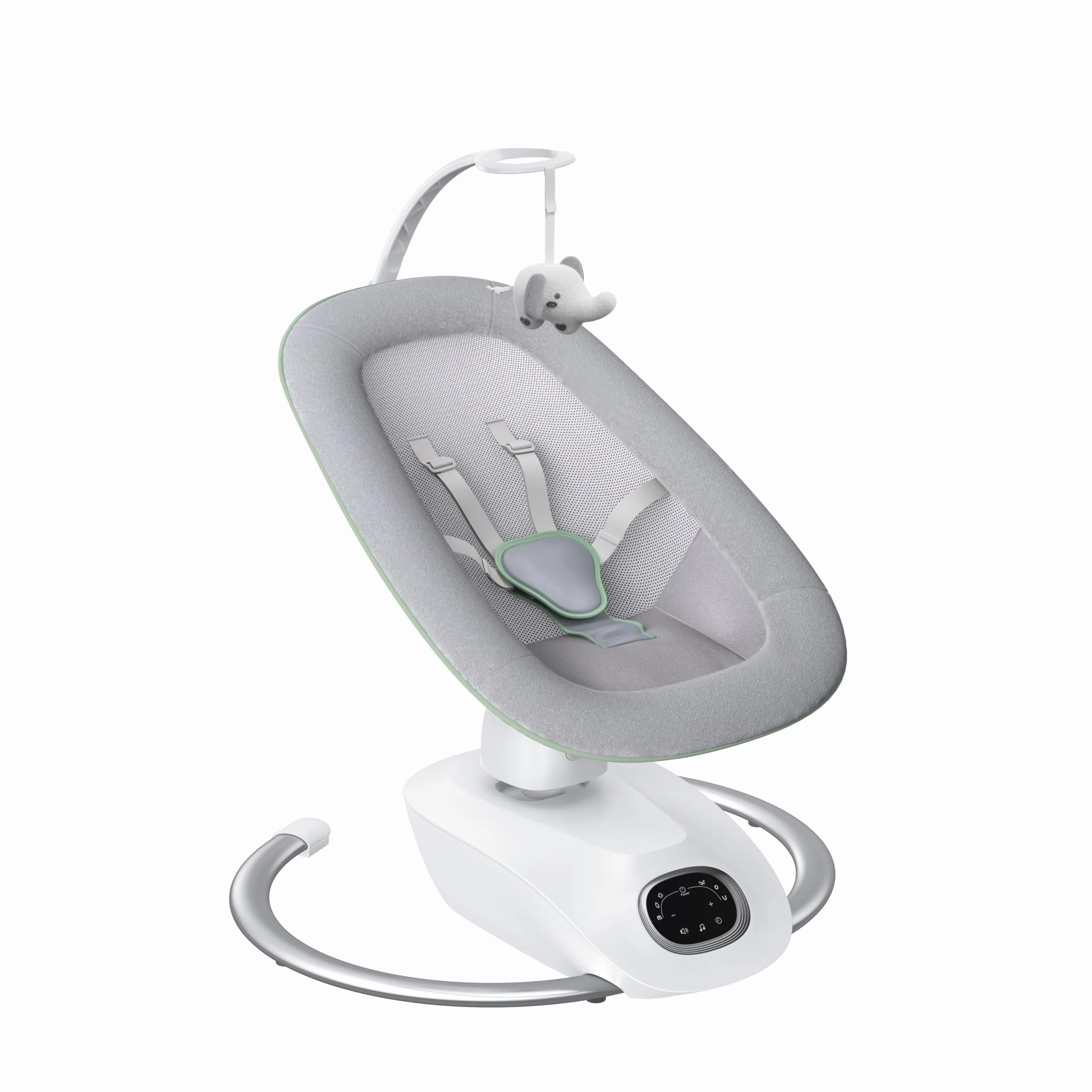 CocoSway 3D Elektrisk Babygynge – Elektrisk bevægelse til nyfødte. 6 gyngetilstande og 4 hastigheder. Fjernbetjening. 8 vuggeviser. Komfortabel til babyer op til 9 kg. Brostensfinish.