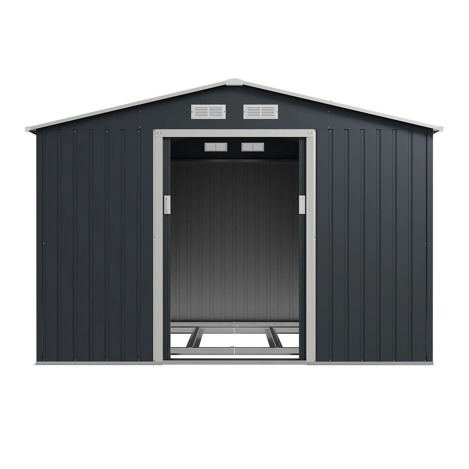 Abri de jardin en métal vert foncé 2025, modèle M avec toit incliné