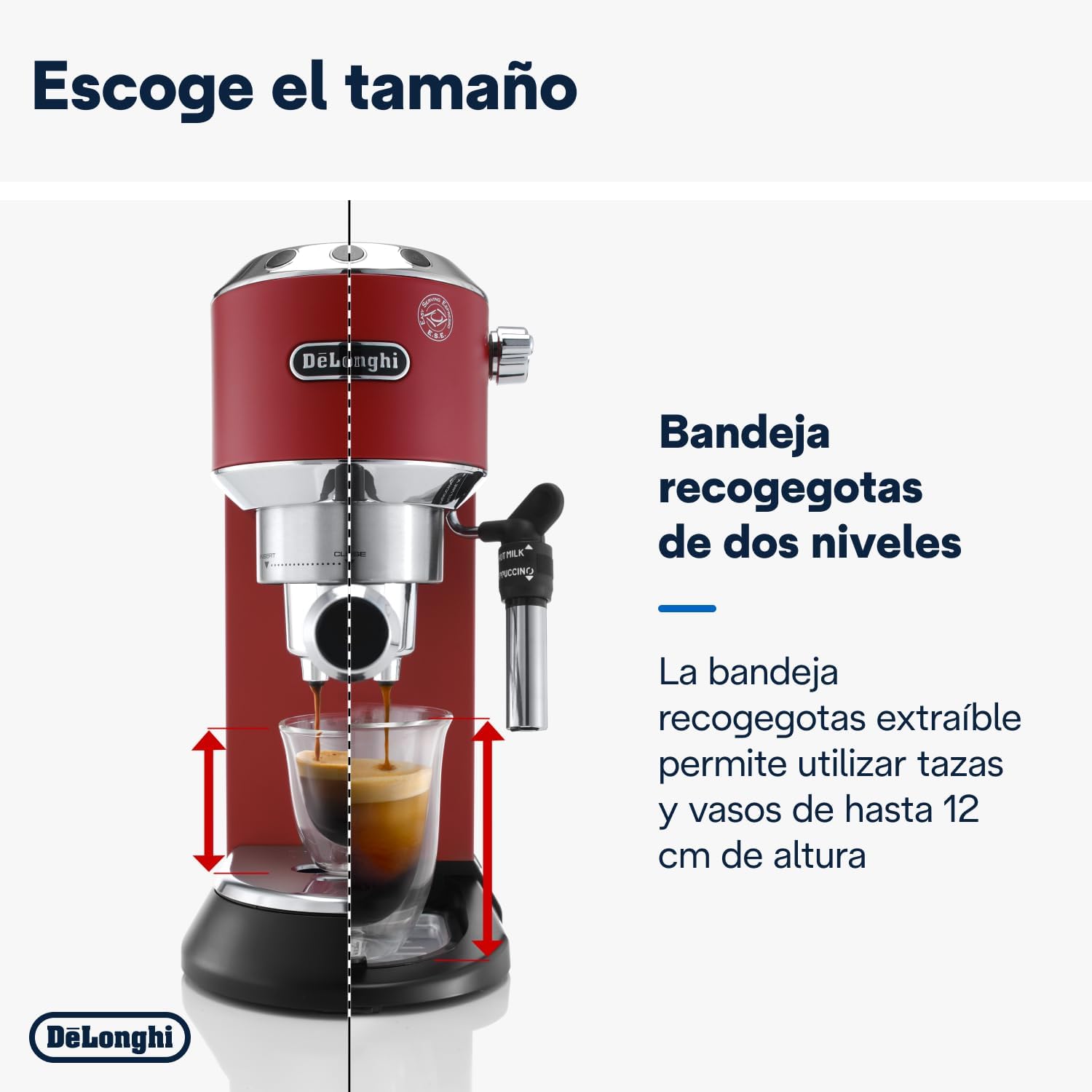 De'Longhi Dedica – Cafetière à pompe en acier inoxydable pour café moulu ou individuel, expresso et cappuccino, réservoir de 1,3 litre, système anti-goutte, modèle EC685.M, couleur métal