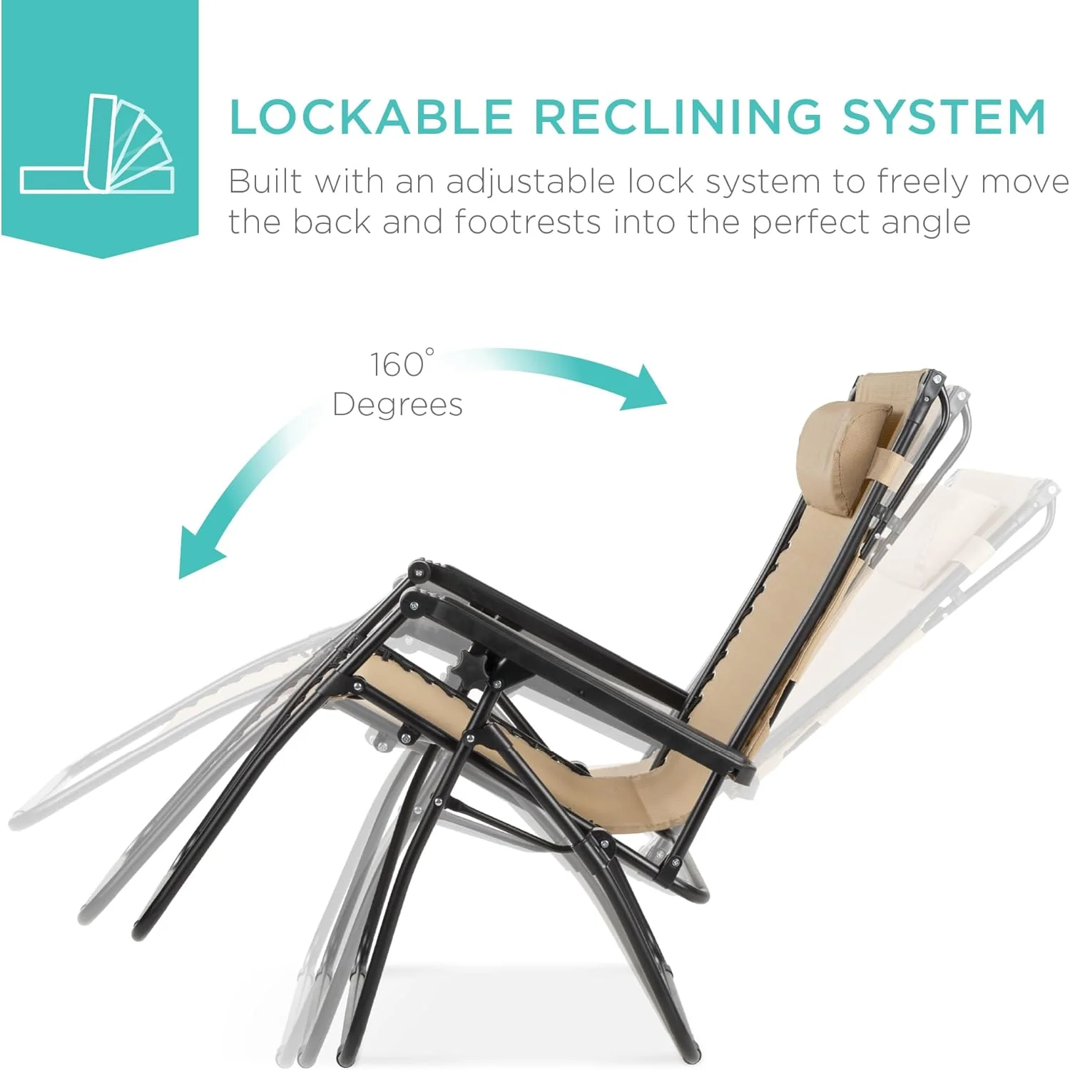 Bedste valg – Zero Gravity-lænestol til terrassen. Justerbar og foldbar udendørsstol med baldakin, nakkepude og sidebakke. Textilene – Påfugleblå