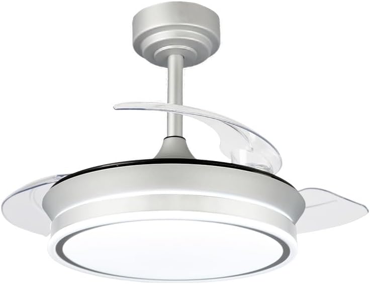 Wonderlamp – Mini ventilateur de plafond LED Pearl avec pales rétractables, moteur CC silencieux, 3 températures de couleur réglables, 46 W, blanc