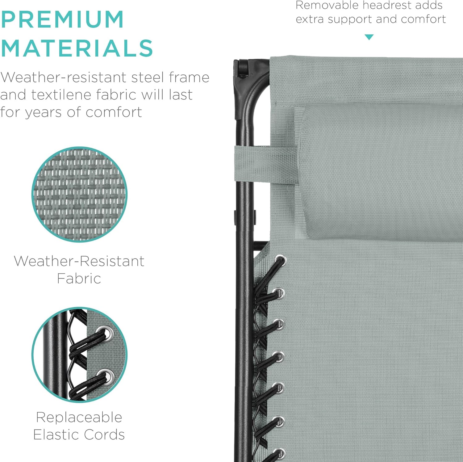 Bedste valg – Zero Gravity-lænestol til terrassen. Justerbar og foldbar udendørsstol med baldakin, nakkepude og sidebakke. Textilene – Påfugleblå