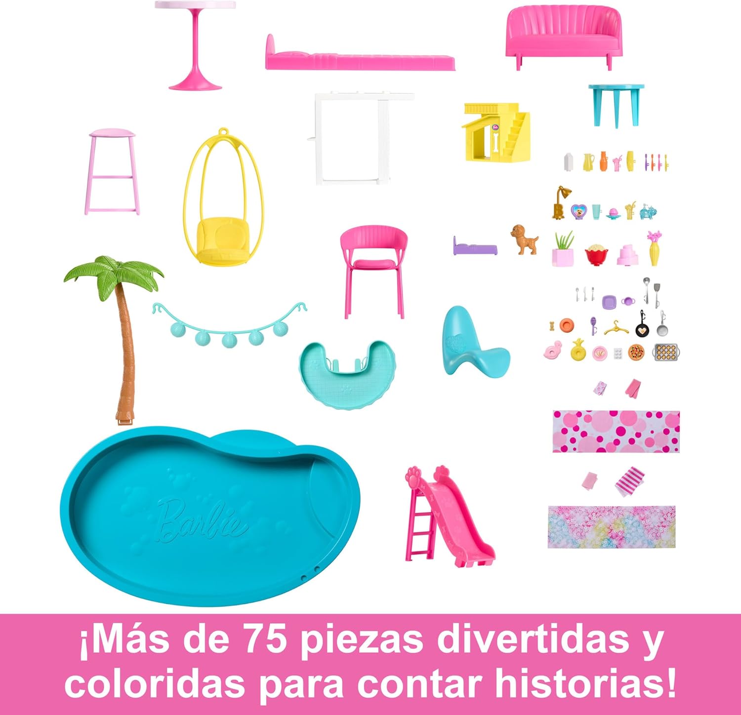 Barbie Dreamhouse 2023 3-stöckiges Puppenhaus-Spielzeug mit über 75 Möbelstücken und Accessoires, ab 3 Jahren (Mattel HMX10)