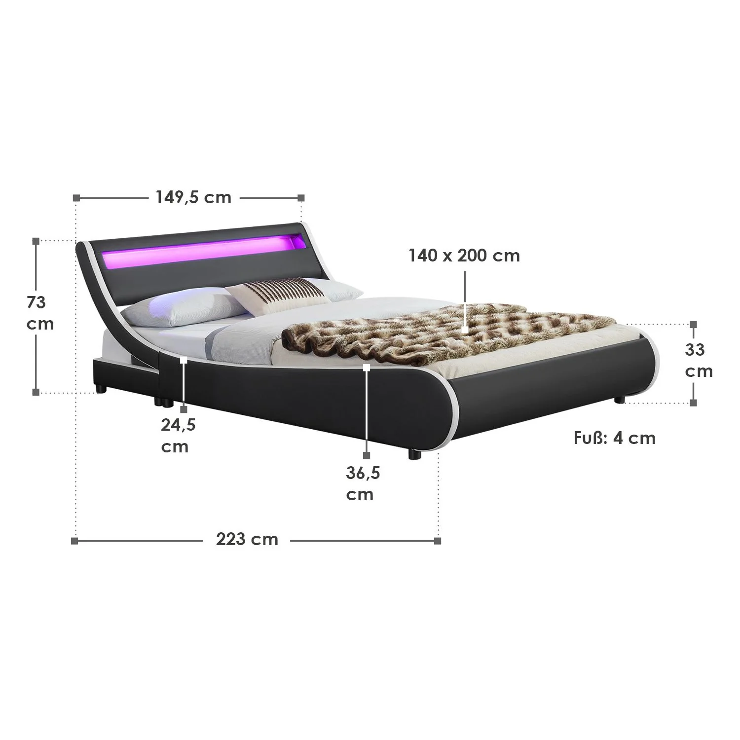 Lit capitonné Valencia 2025, 140 x 200 cm, blanc