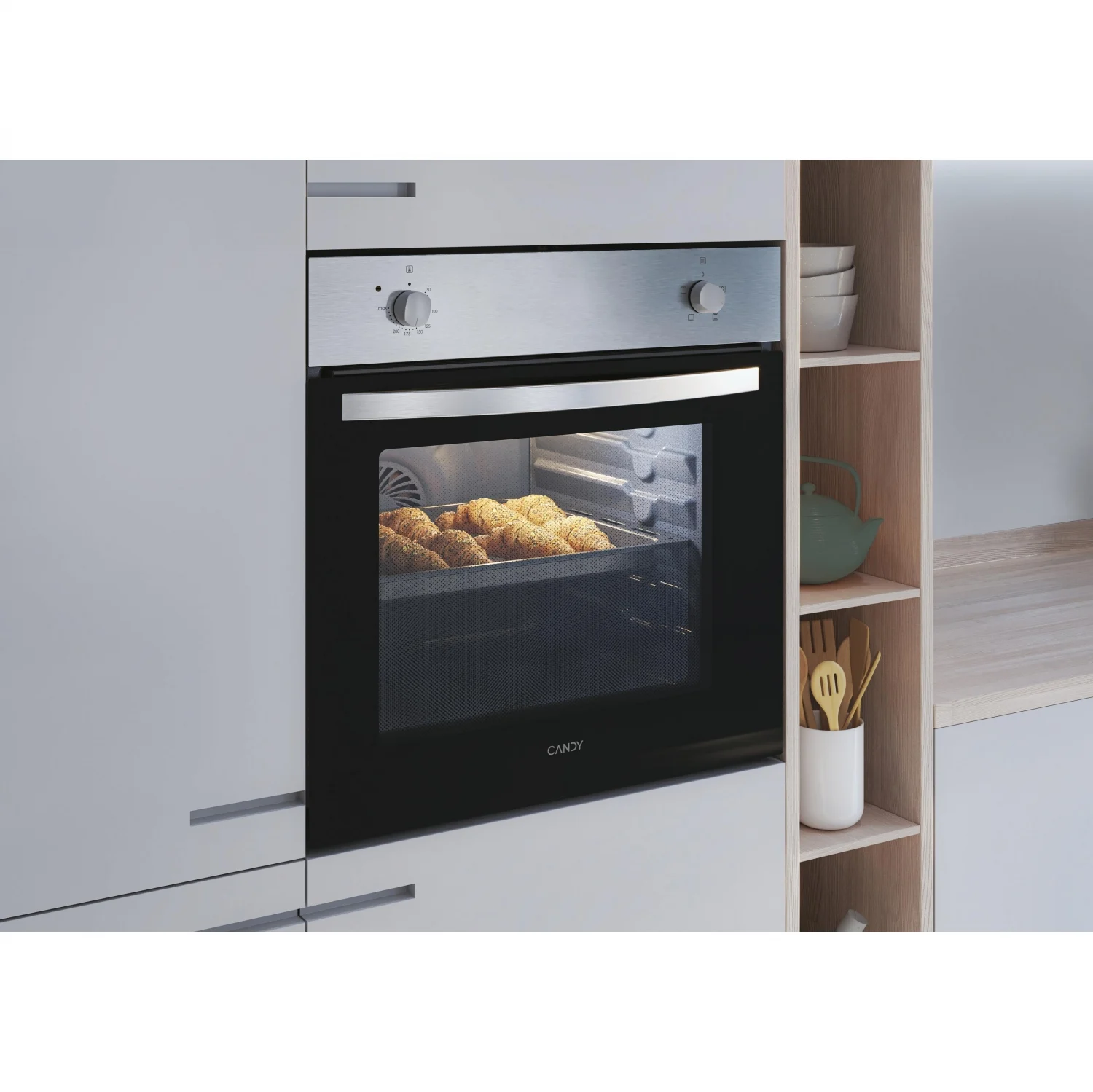 Candy FIDCP X200 Backofen, 2100 W, 70 l, Klapptür, 3 Kochfunktionen, Energieeffizienzklasse A – Edelstahl
