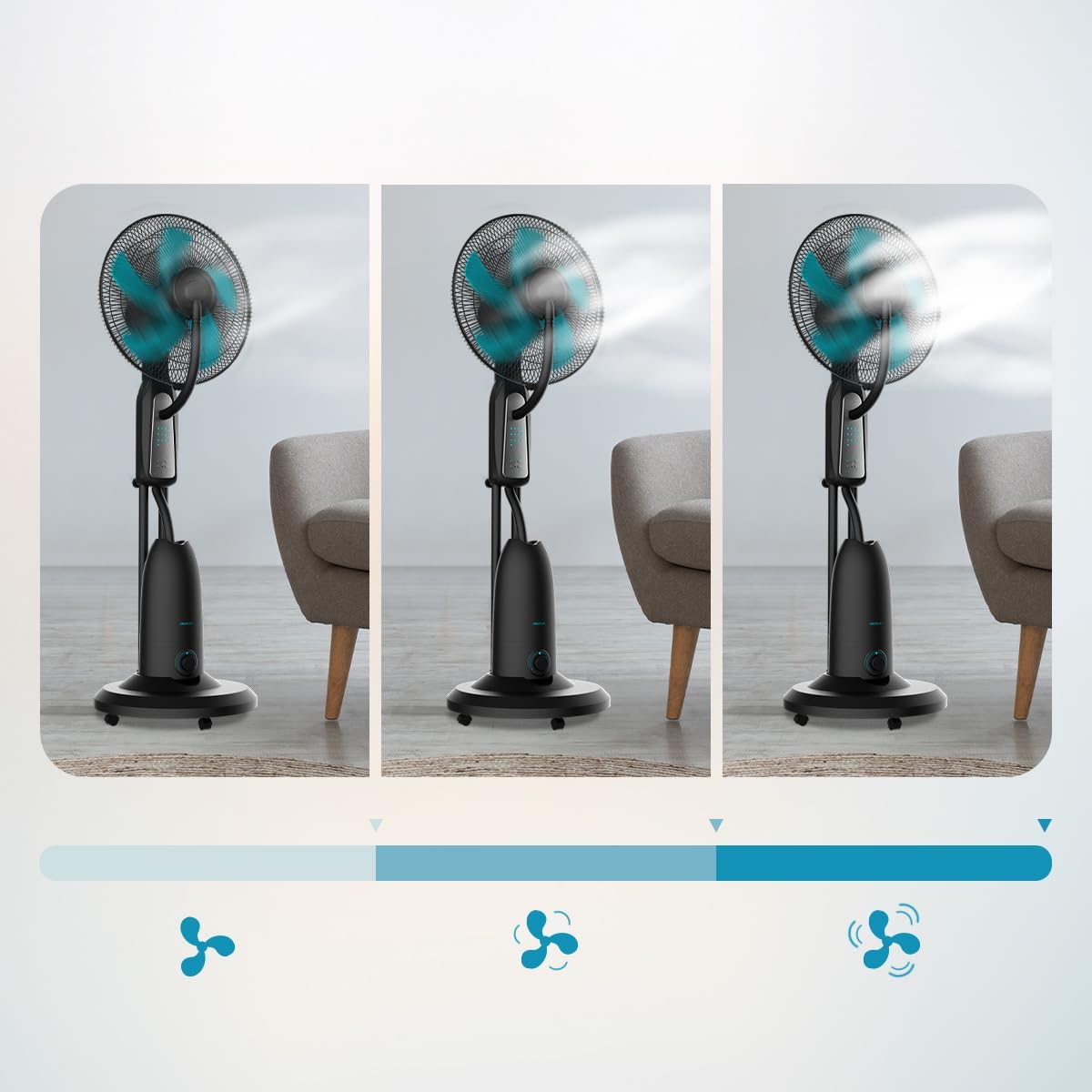 Ventilateur brumisateur d'eau douce Cecotec EnergySilence 490 avec télécommande, 90 W, diamètre 40 cm, 5 pales, réservoir 2,8 L, minuterie 7,5 h, indicateur LED et oscillation