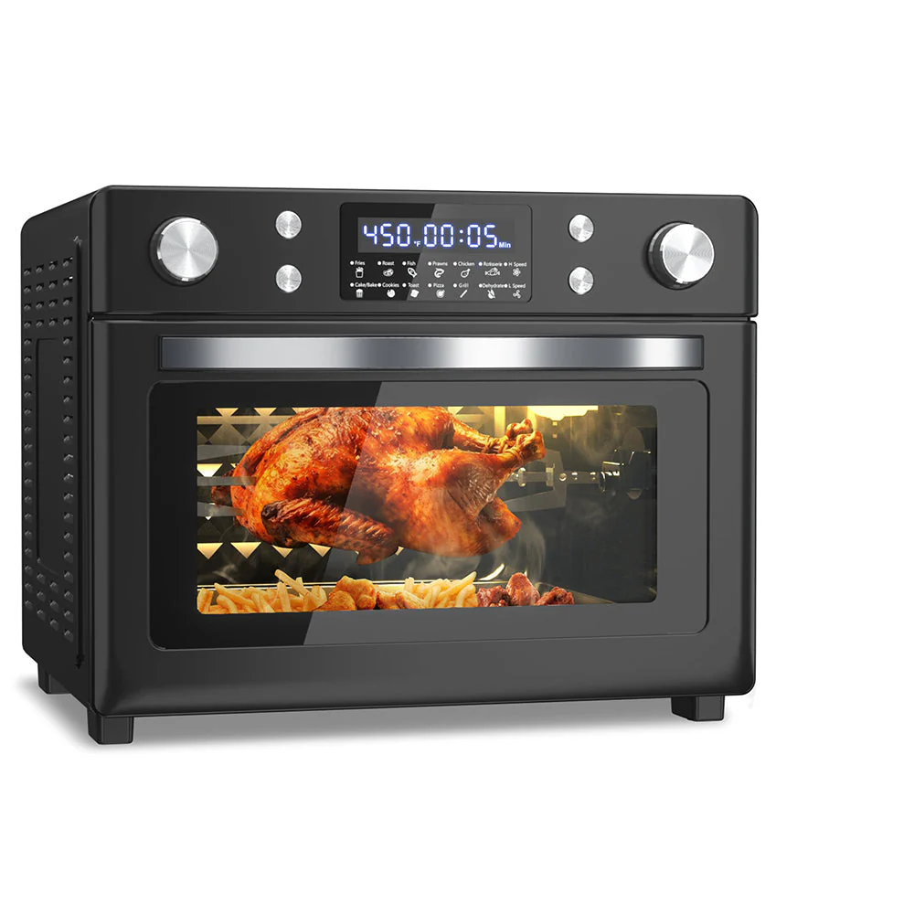 2025 Kombineret brødristerovn og airfryer. 32-pint varmluftsovn. 12-i-1