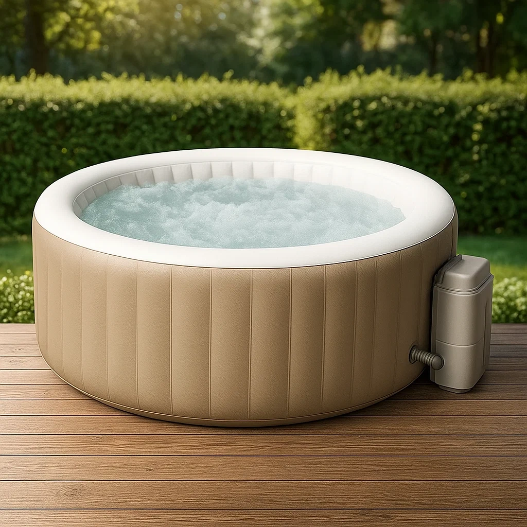 Spa gonflable 196x196x71 cm 4 personnes rond beige/blanc ZLdAmCF367en