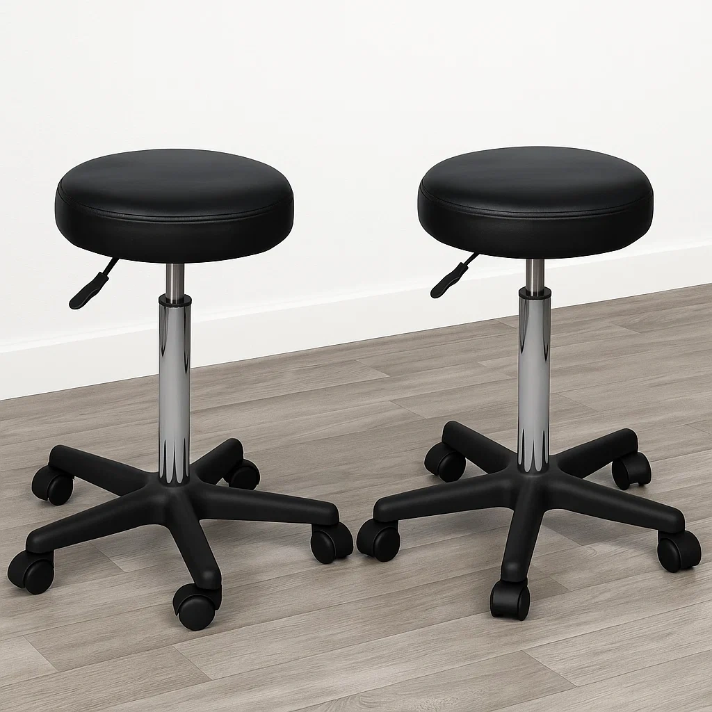 Tabouret de bureau réglable en plastique noir avec roulettes pour la cuisine ou le bureau 35,5 × 35,5 × 84 cm - kIGIbk0buyW9