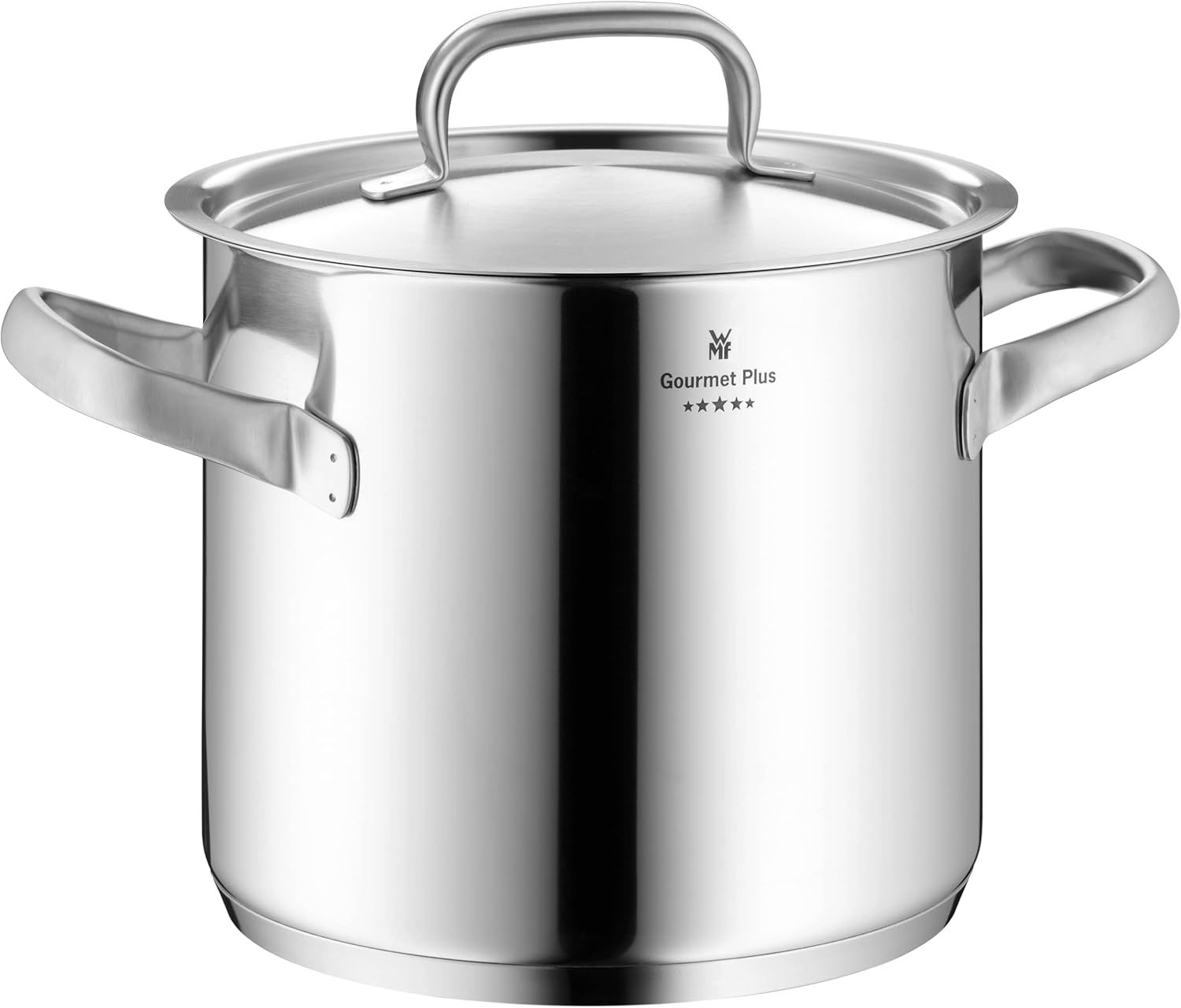 WMF Gourmet Plus - 5-teiliges Kochgeschirr-Set, Edelstahl, induktionsgeeignet, 1 flacher Bräter (20 cm), 3 hohe Bräter (16 cm, 20 cm und 24 cm), 1 Stielkasserolle (16 cm) mit 4 Edelstahldeckeln