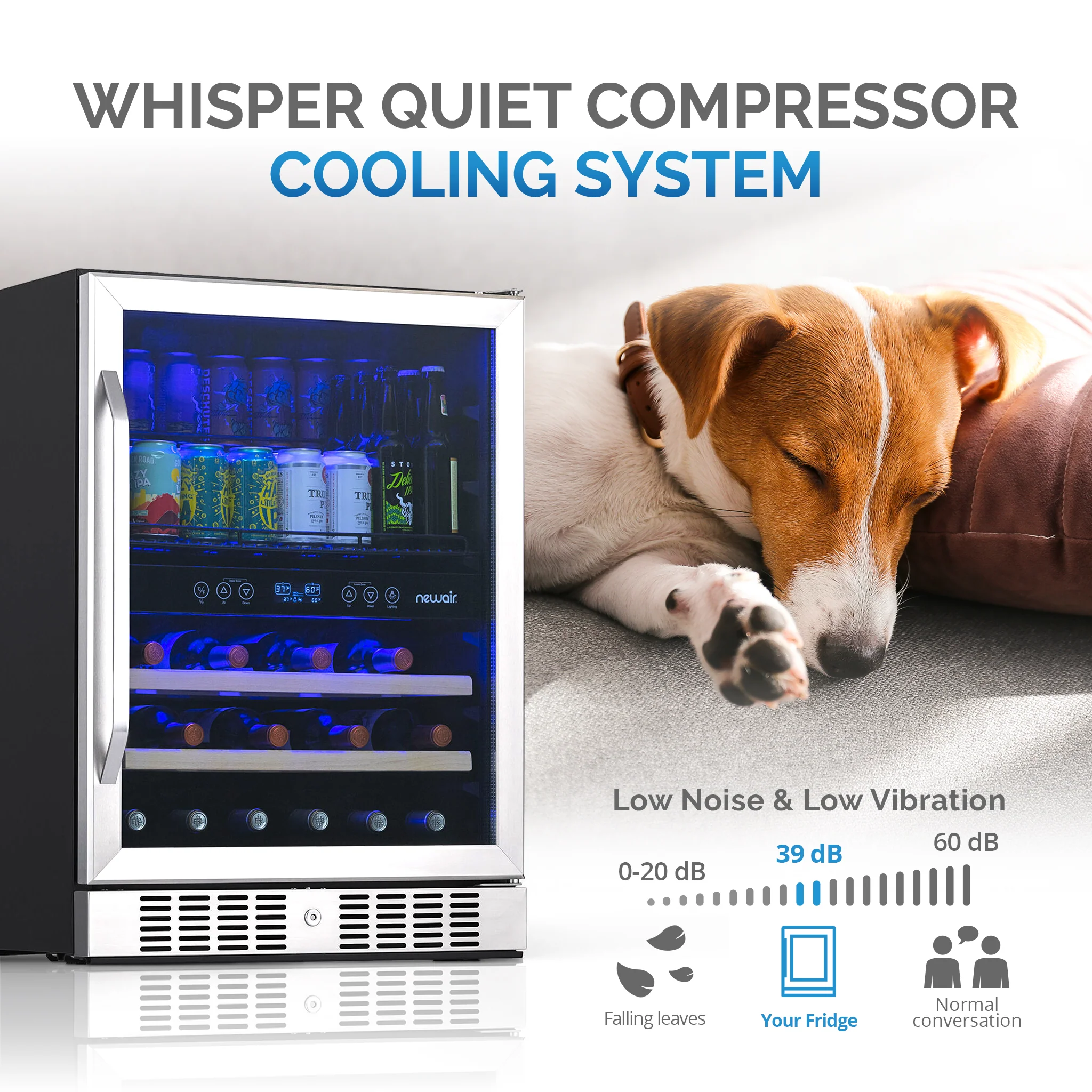2025 Newair® Indbygget køleskab med dobbelt zone til 70 dåser og 20 flasker - 24