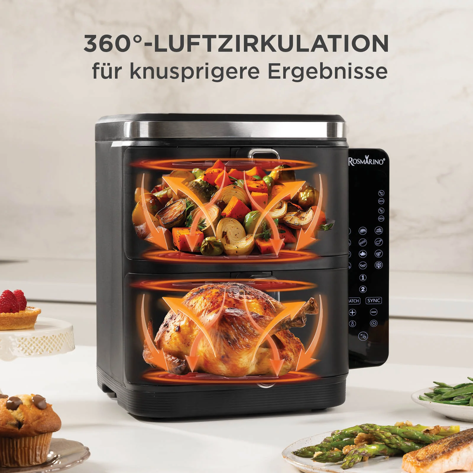 Rosmarino Tower XXL Heißluftfritteuse 2025 – 10,4 l