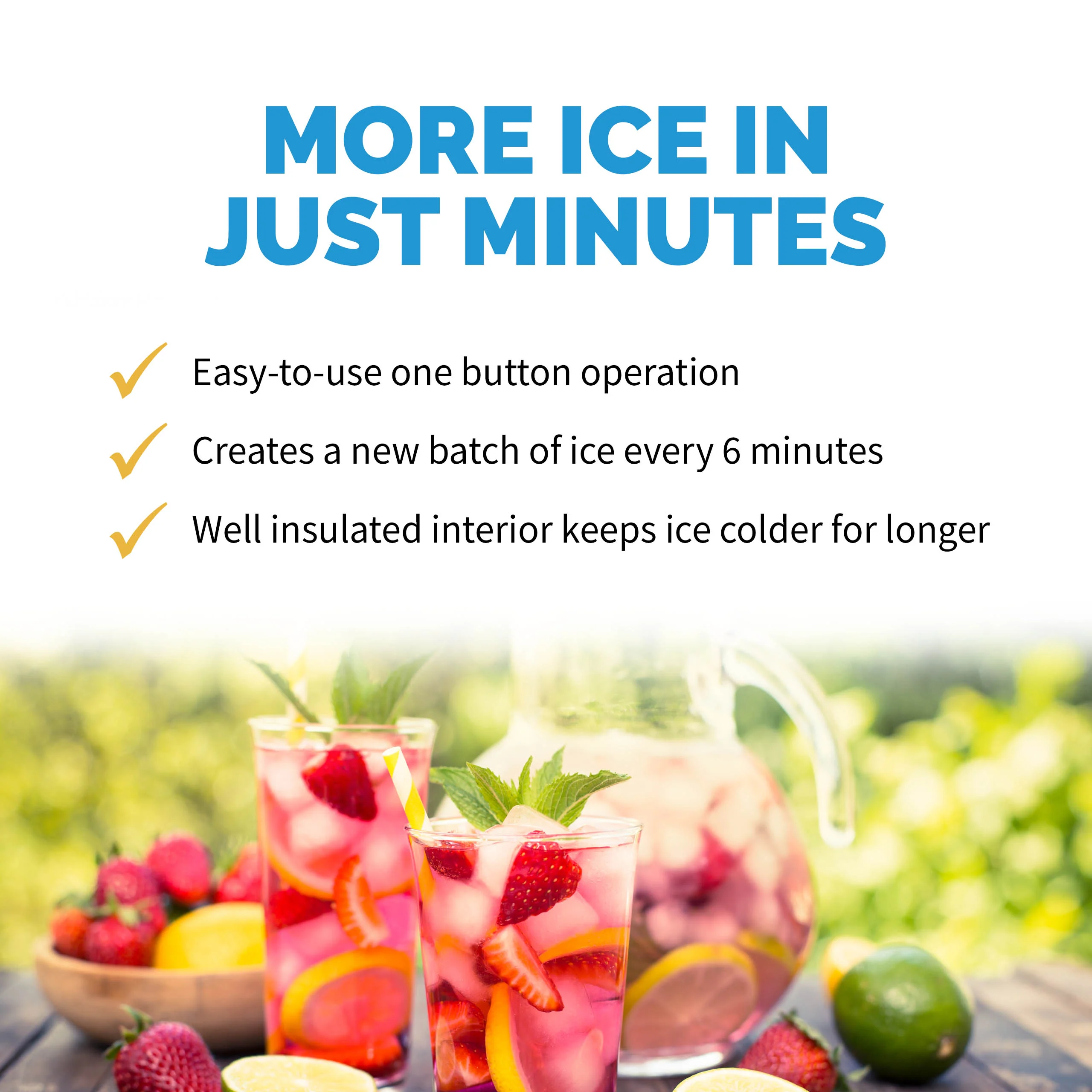 Newair® Tisch-Eiswürfelbereiter 2025 – Kugelförmige Eiswürfel. Weiß