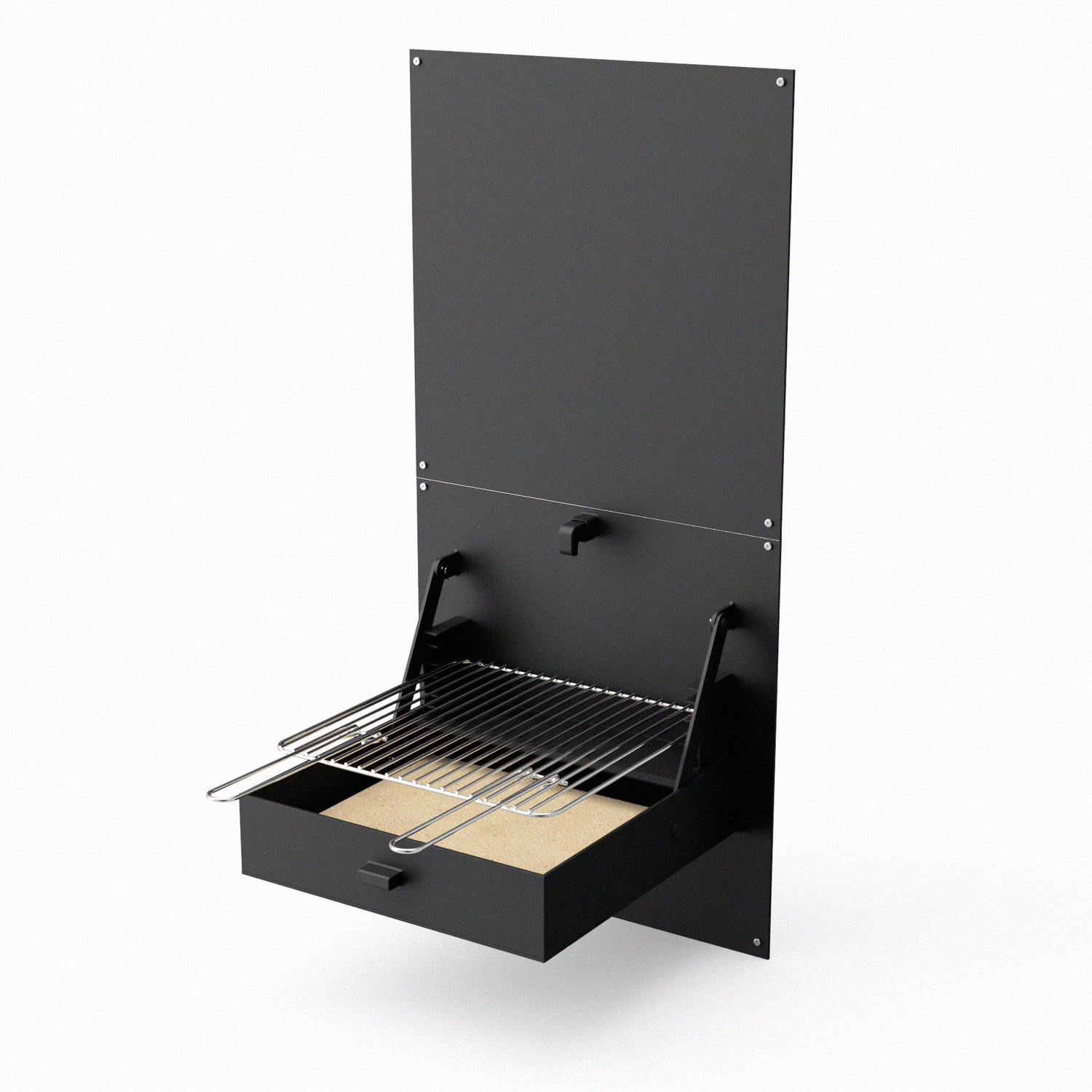 Tuozi - Indbygget grill til træ og kul, model væg-Ibbq, med beskyttelsesplade (sort - 58,5 x 57 x 114 cm) Ref: 4200/2