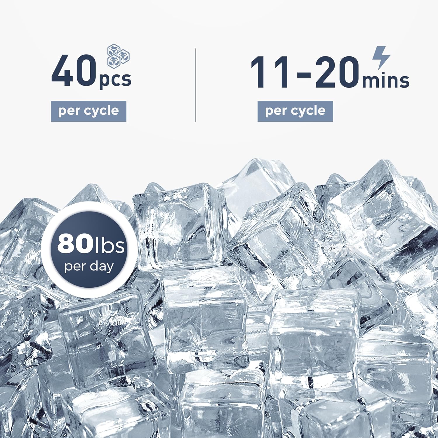 Gewerblicher Unterbau-Eiswürfelbereiter, 80 Pfund/Tag mit 24 Pfund Eisvorrat, integrierte Ablaufpumpe/automatische Reinigung/Timer-Funktion/intelligentes LCD-Display, ideal für den privaten und gewerblichen Gebrauch