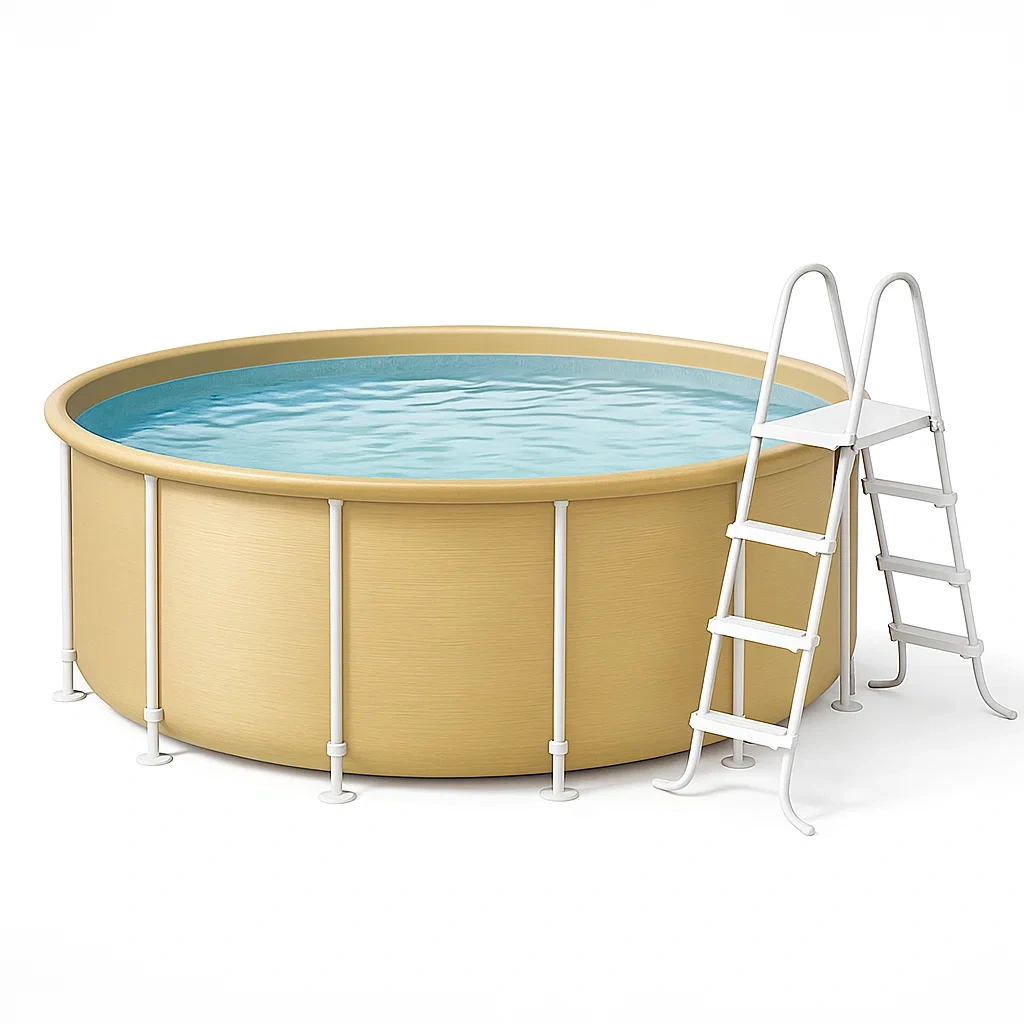 Piscine tubulaire ronde amovible en acier, 358 x 98 cm, couleur beige, avec filtre et échelle VpVwTzv256dS