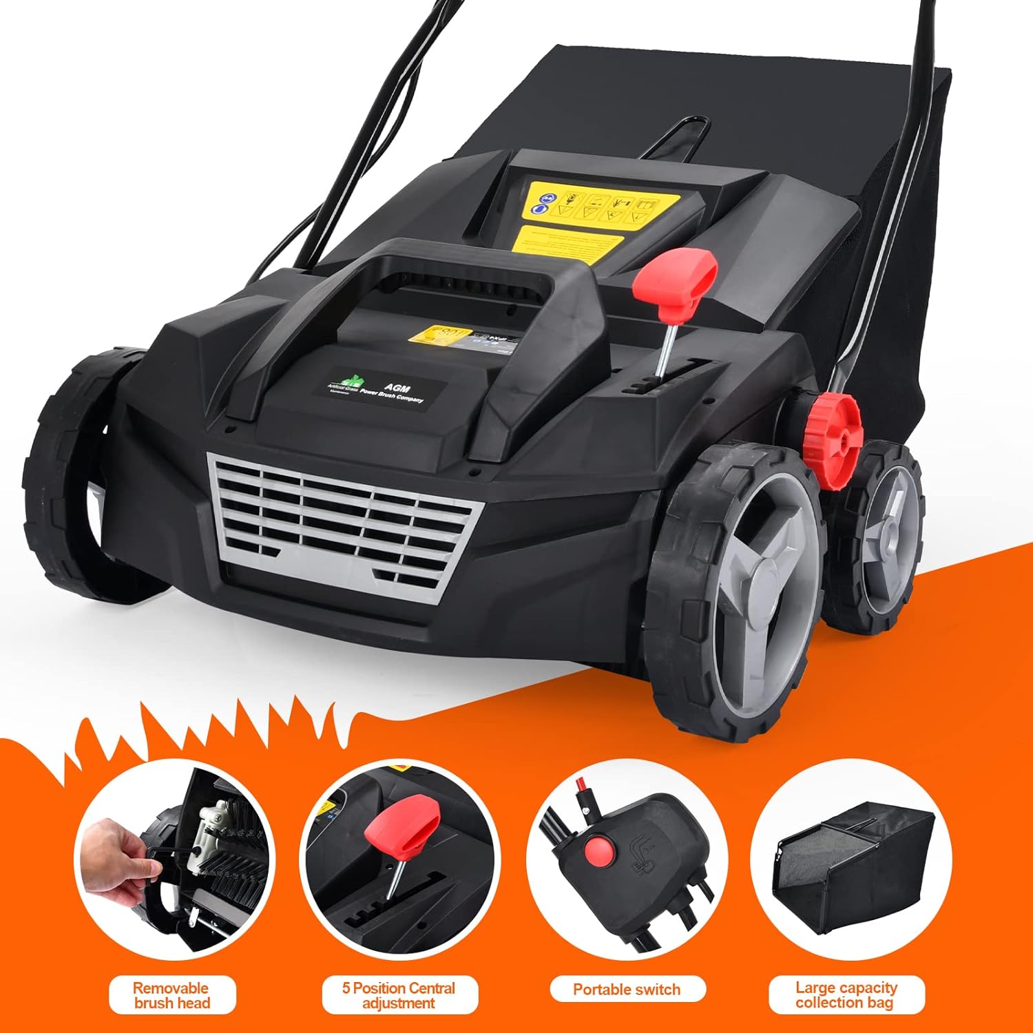 2025 Motoriseret kost til kunstgræs – Fejemaskine med opsamlingsboks #Fejeboks