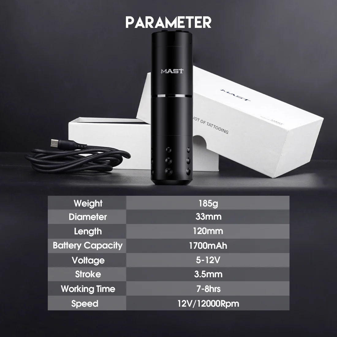 Mast A1 Akku-Tätowiermaschinen-Set mit 20 Nadelmodulen