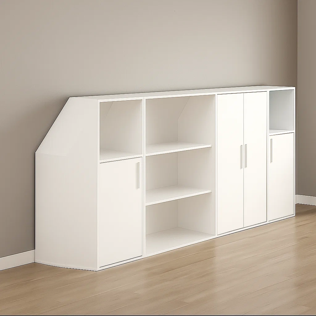 Meuble de rangement en mélamine blanche pour grenier, chambre ou espace de rangement, 278,8 × 50 × 110 cm - ENMCjpm5Psob