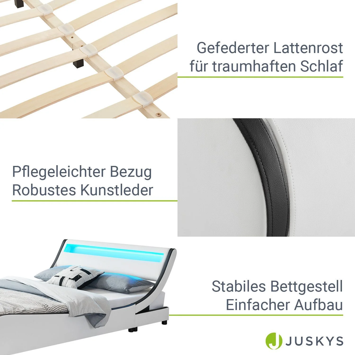 Lit capitonné Valencia 2025, 140 x 200 cm, blanc