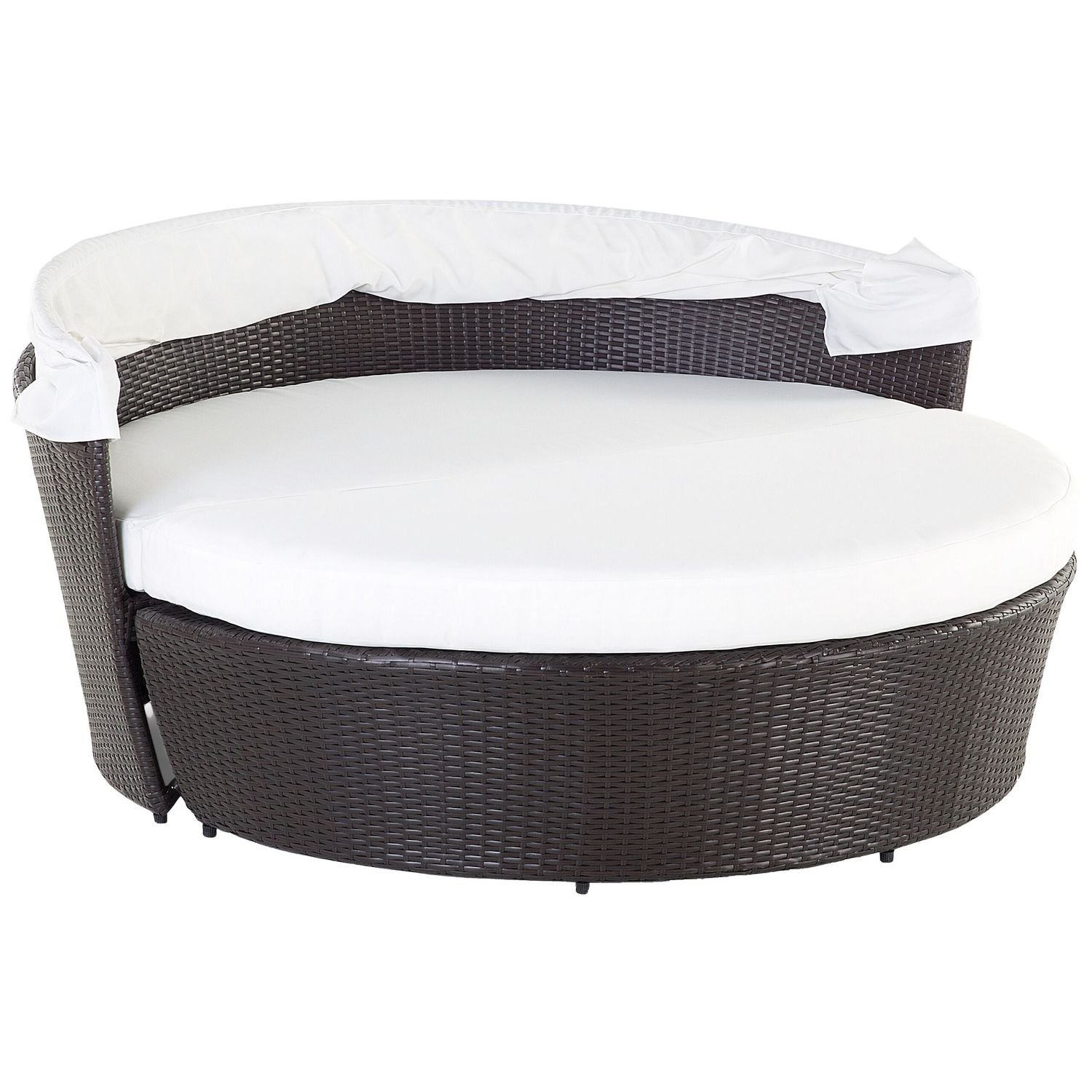 Lit de repos d'extérieur Sylt Lux en rotin, blanc, marron, coussins, table basse, chaise longue, auvent robuste, blanc
