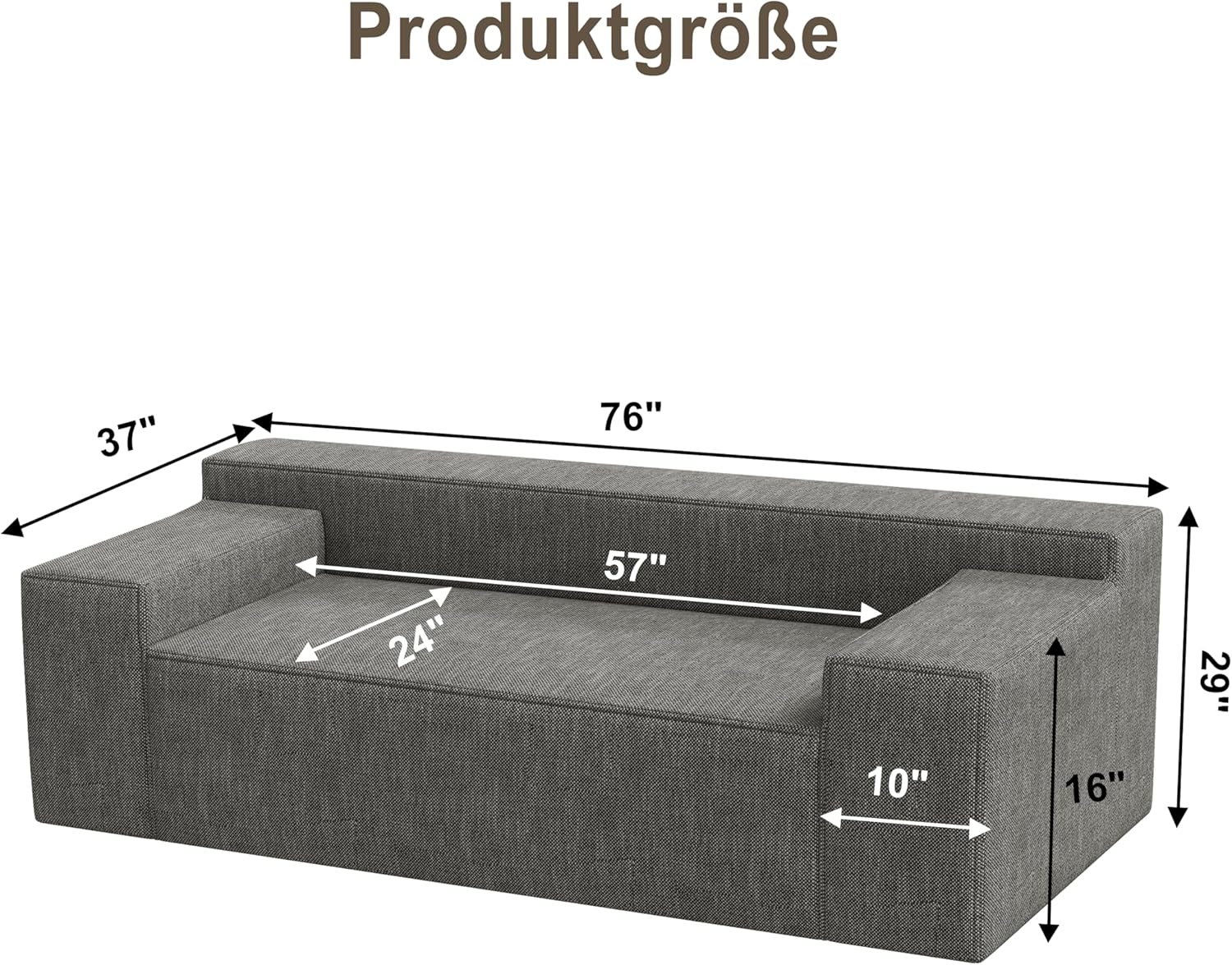 Modernes 3-Sitzer-Sofa, Hybrid-Sofa im Karton, kein Aufbau erforderlich, bequemes Sofa mit 3 passenden Kissen, kratzfestes Leinensofa für Wohn- oder Schlafzimmer, Beige