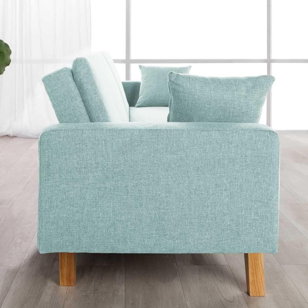 Don Descanso Reine 3-Sitzer-Schlafsofa, Stoffbezug, Click-Clack-Öffnungssystem, Sofa-Maße: 201 x 73 x 79 cm, Bett-Maße: 201 x 99 x 42 cm, inklusive 2 Kissen, Hellgrau