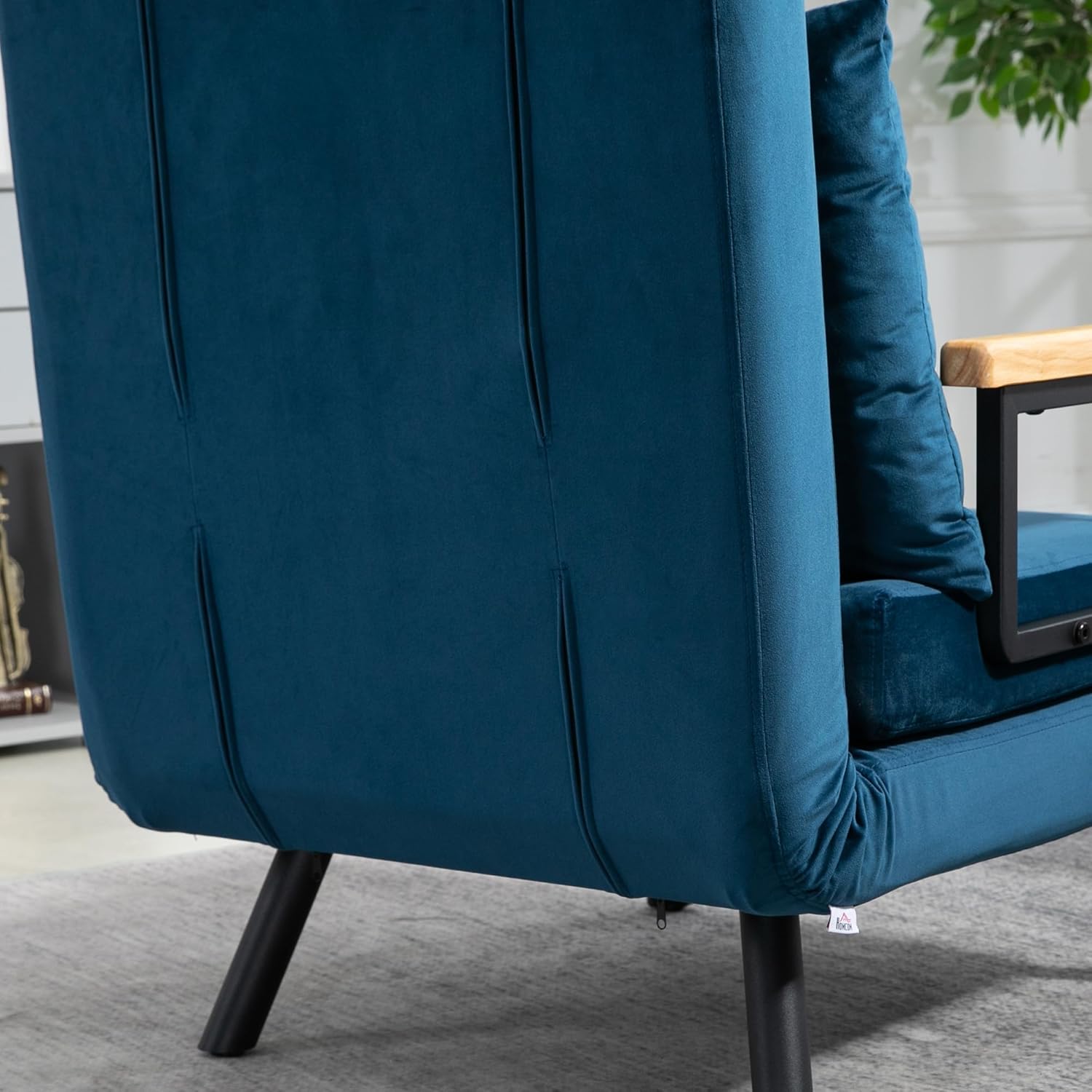 HOMCOM Schlafsofa, 2-Sitzer, Klappsofa, Samtbezug, 5-fach verstellbare Rückenlehne und gepolsterte Kissen, für Büro, Schlafzimmer, Wohnzimmer, 102 x 73 x 81 cm, Beige