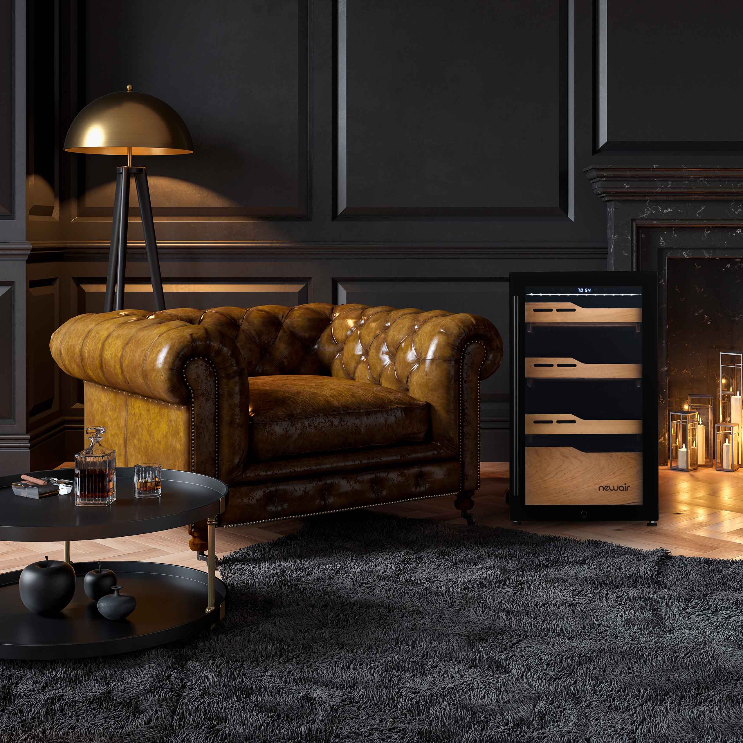 Cave à cigares électrique Newair® 2025. Capacité : 840 cigares. Intégrée.