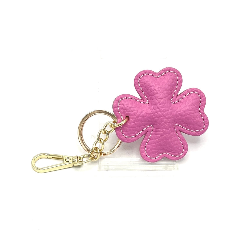 Italian Leather 4-Leaf Clover Keyring & Bag Charm
