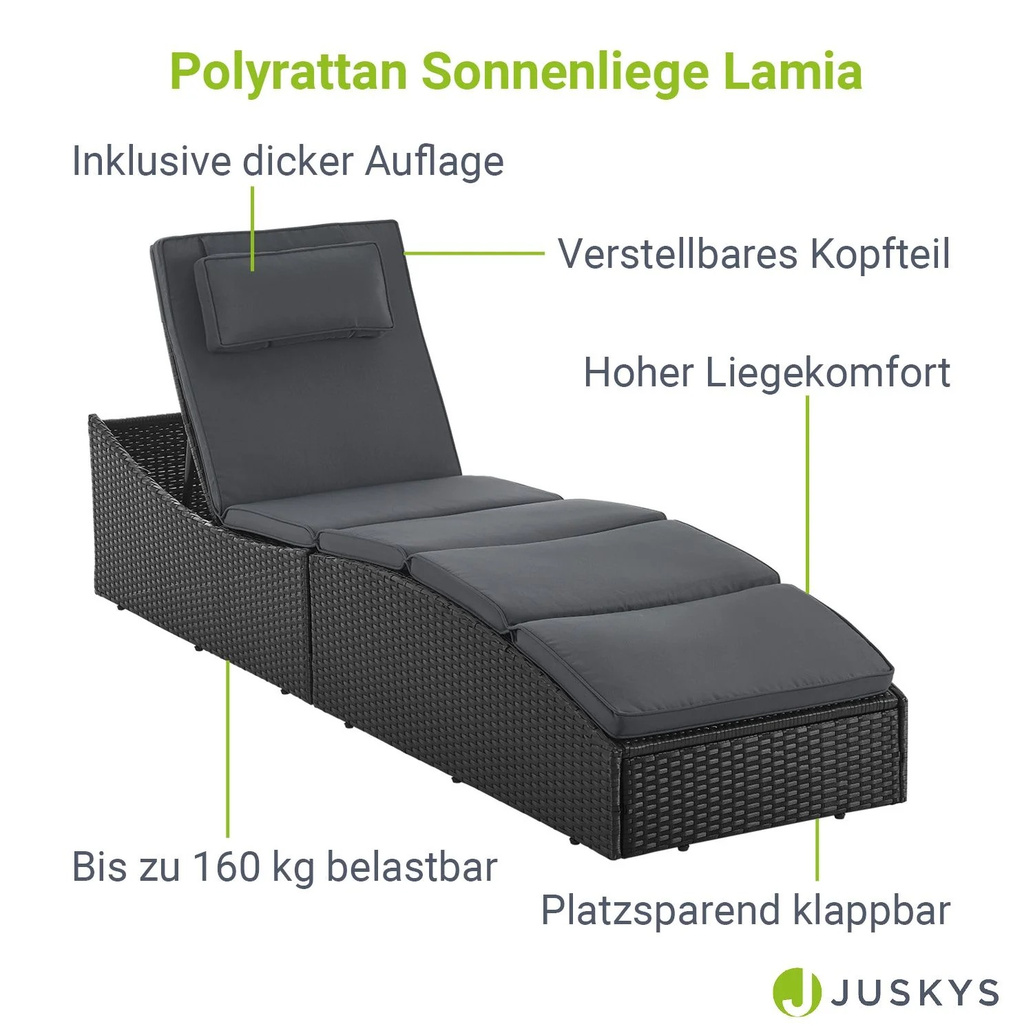 Chaise longue pliante Lamia en polyrotin 2025