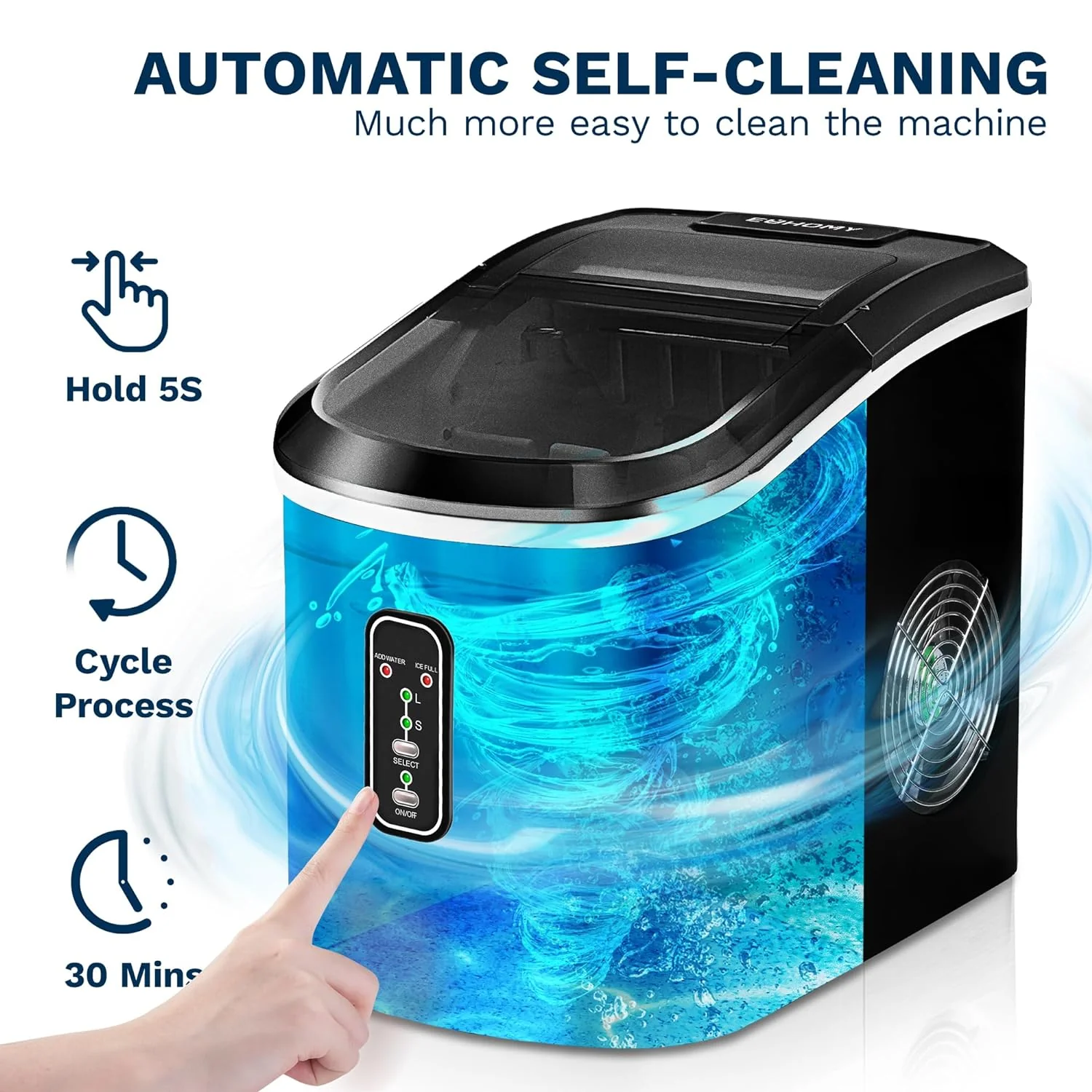 EUHOMY 15-Bullet-Eiswürfelbereiter (Modelljahr 2025) – Leise und leicht zu reinigen