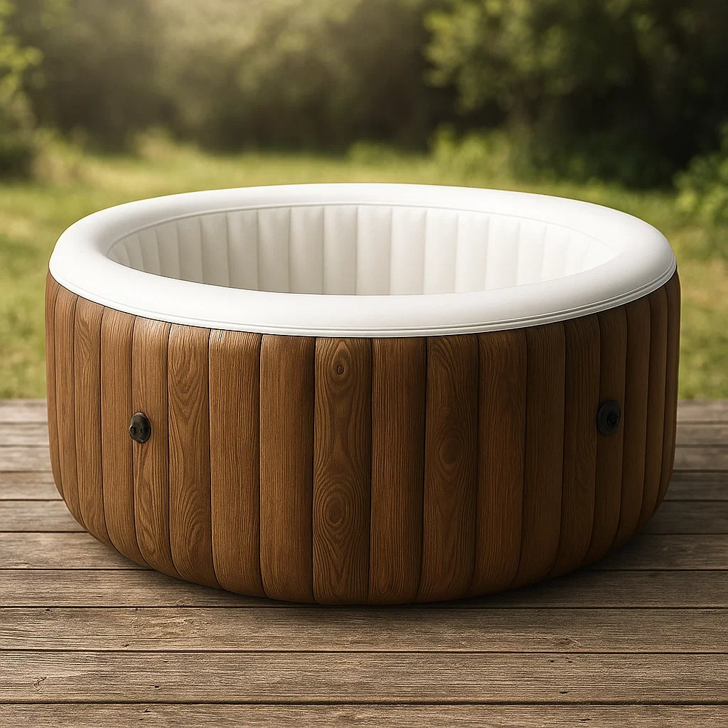 Spa gonflable 180x180x71 cm 4 personnes rond bois/blanc CRvvZwW313GT