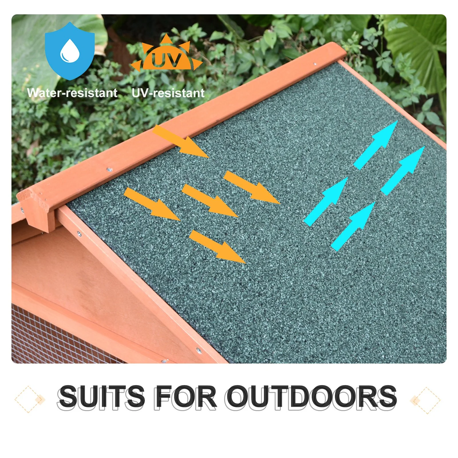 2025 PawHut Kaninbur i Træ, Rødguld