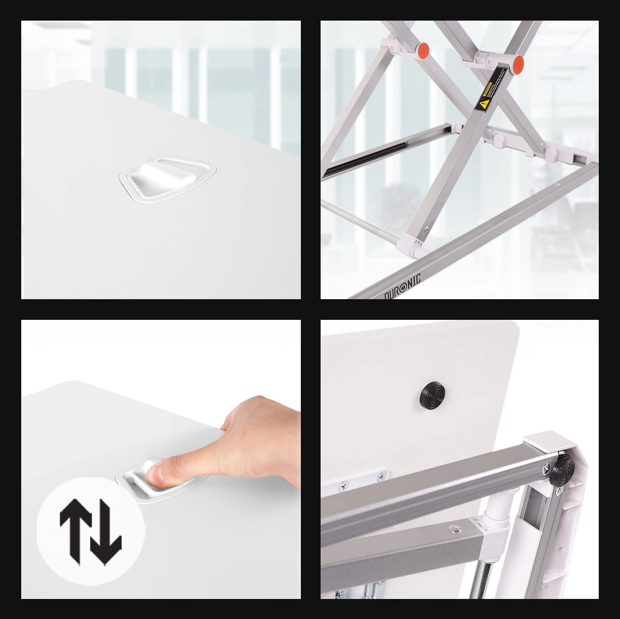 Duronic Höhenverstellbarer Schreibtisch DM05D11 WE (Weiß) | Höhenverstellbare Arbeitsstation | 74 x 43 cm Arbeitsfläche | Höhenverstellbar von 5 bis 40 cm | Kompatibel mit PC, Computer oder Laptop | Ergonomischer Schreibtischaufsatz