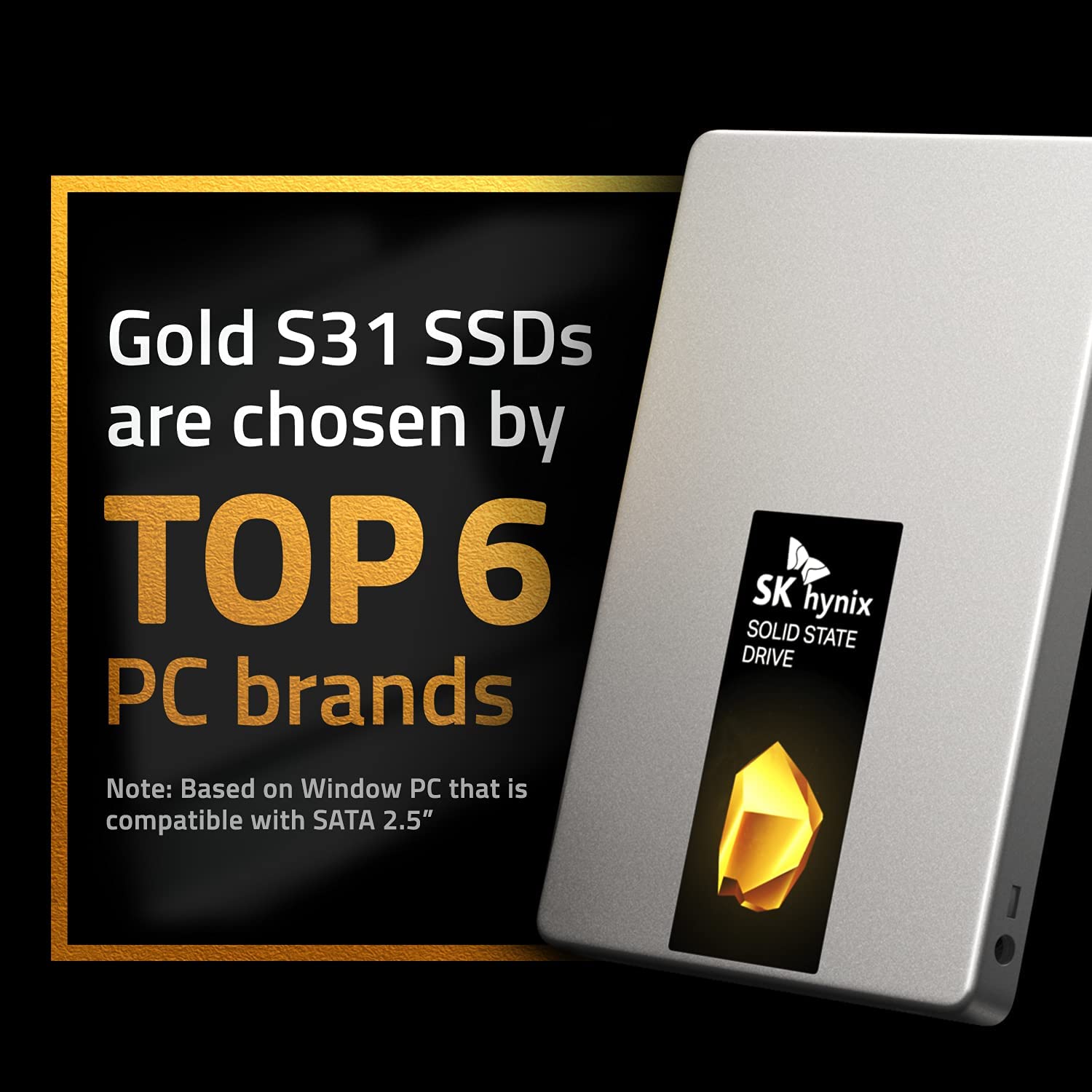 SK hynix Gold S31 1TB SSD SATA Gen3 2,5 tommer Intern | 1TB SSD | Op til 560 MB/S