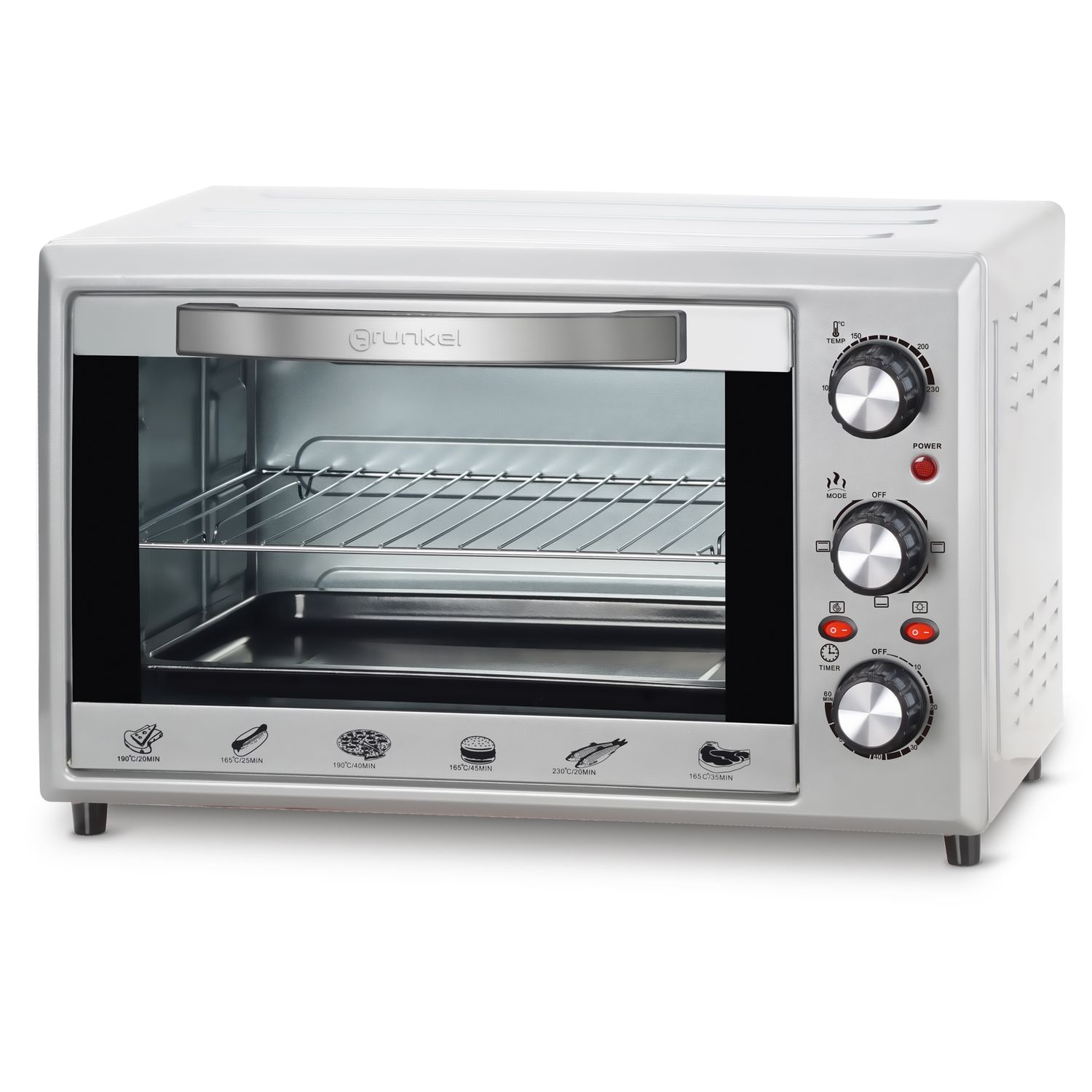 28-Liter-Multifunktions-Elektro-Tischbackofen – HR-28Silber – 1600 W – Grau