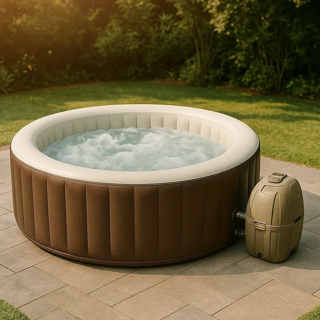 Spa gonflable 180x180x71 cm 4 personnes rond marron/blanc DkbheZi377ms