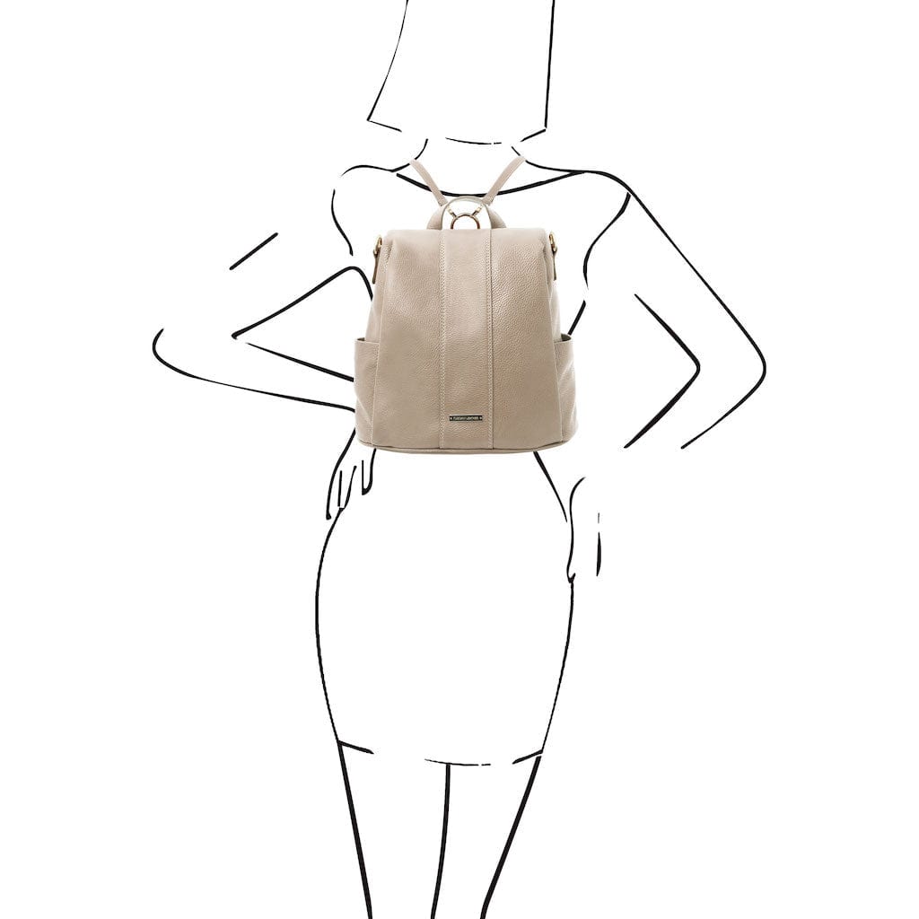 TL Bag - Soft leather backpack - convertible 2-in-1 backpack shoulder bag | TL142138