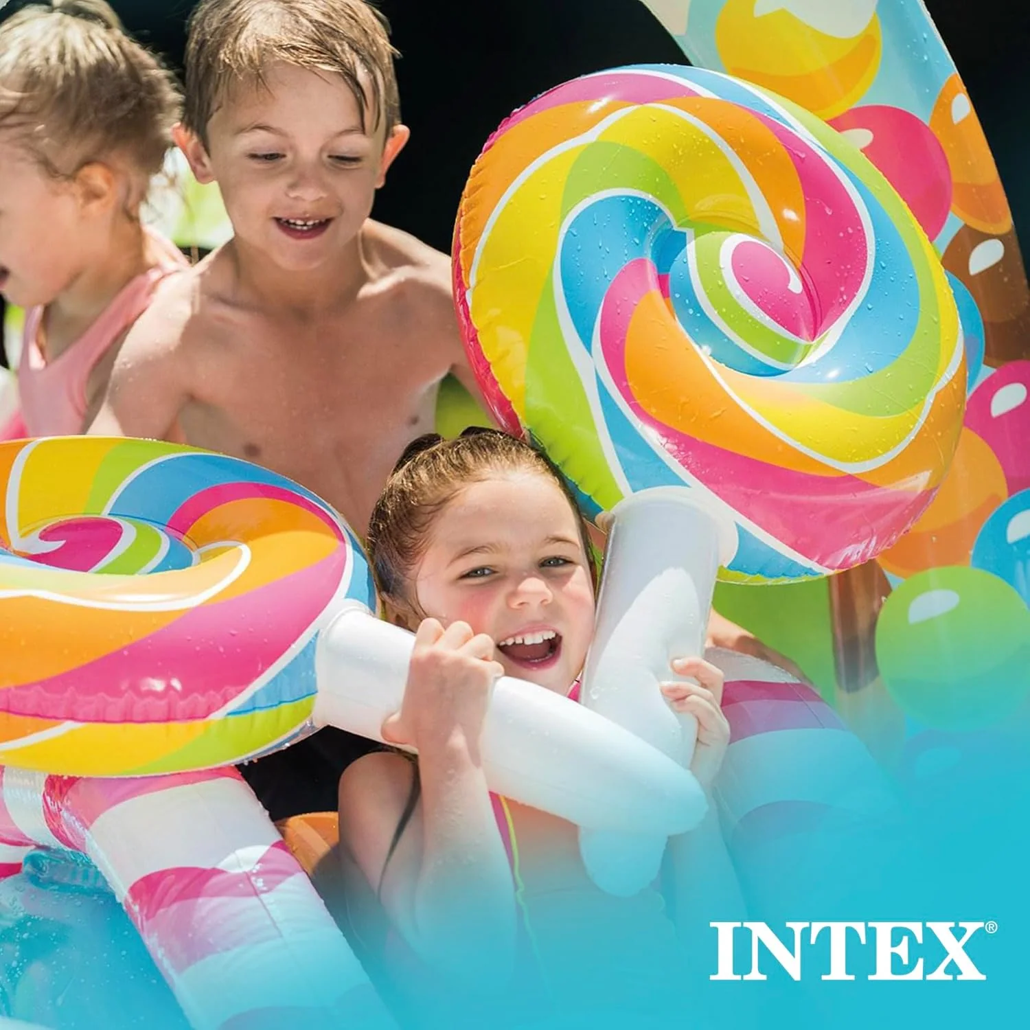Intex Jungle Adventure Oppusteligt Legeområde – Pool med Rutsjebane og Vandlege til Børn