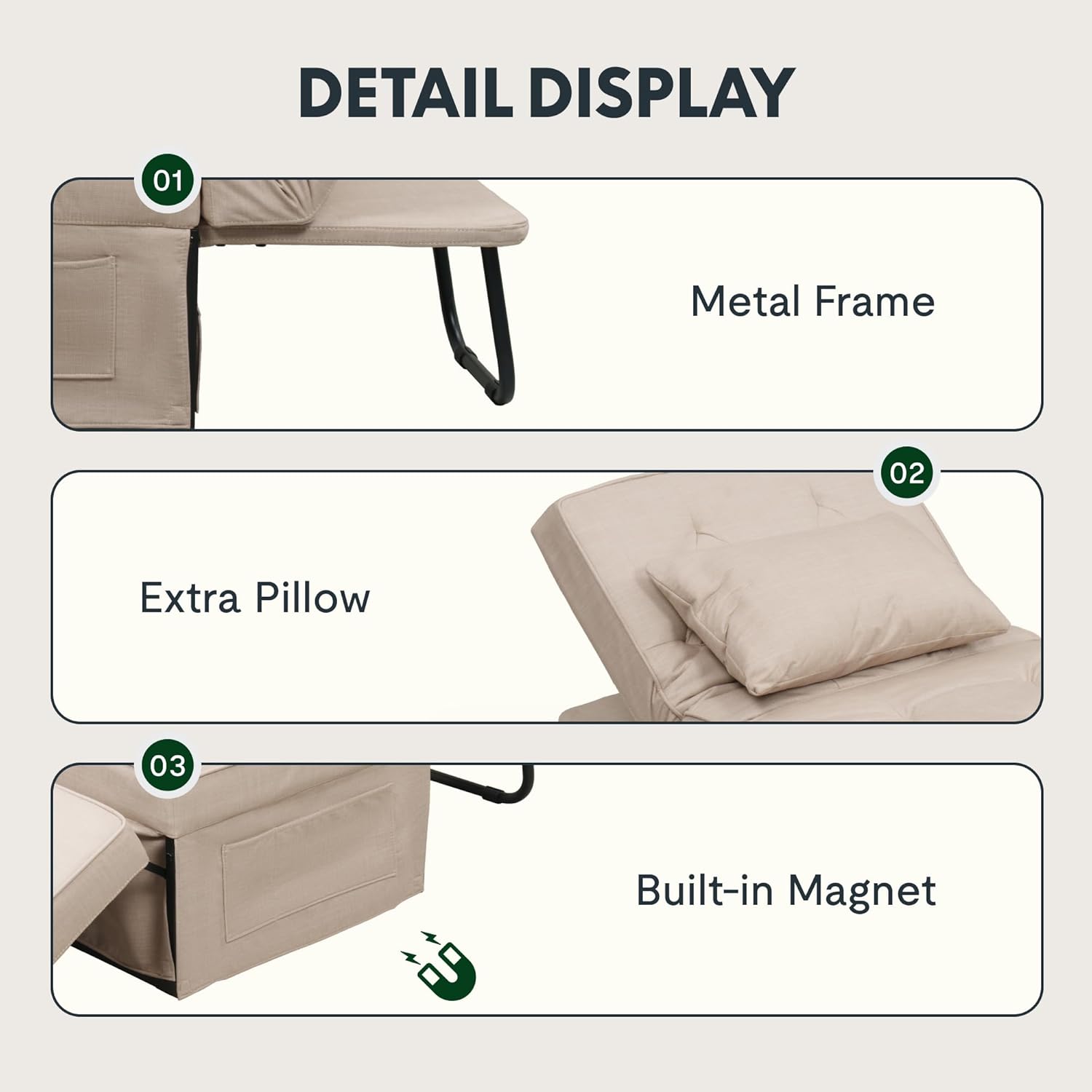 FLEXISPOT Schlafsofa, ausziehbarer Klappsessel mit Bettfunktion, Schlaffunktion, wandelbarer Schlafsessel, Belastbarkeit 300 kg, Grau