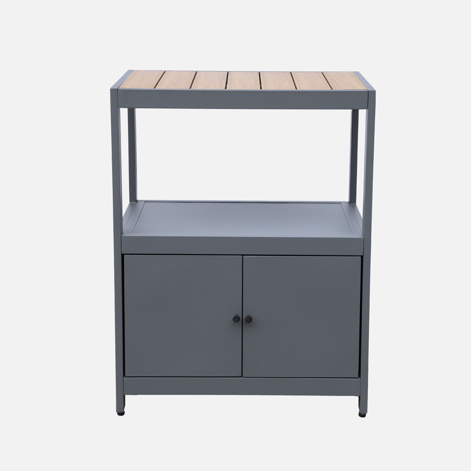 Udendørskøkken i aluminium og polywood med 2 døre, antracit