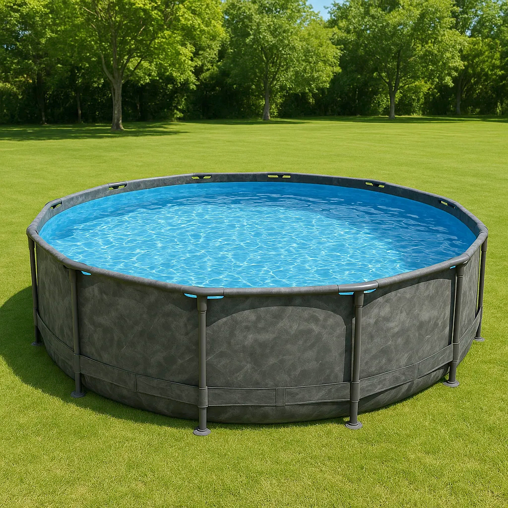 Piscine tubulaire ronde, Piscine à monter soi-même, Piscine extérieure, Gris foncé, PVC triple couche, 457 x 107 cm ChDaMBk693El
