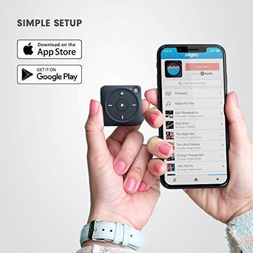 Mighty Vibe musikafspiller til Spotify og Amazon Music – Kompatibel med Bluetooth og kablede hovedtelefoner – Gemmer over 1.000 sange – Ingen telefon nødvendig – Blå